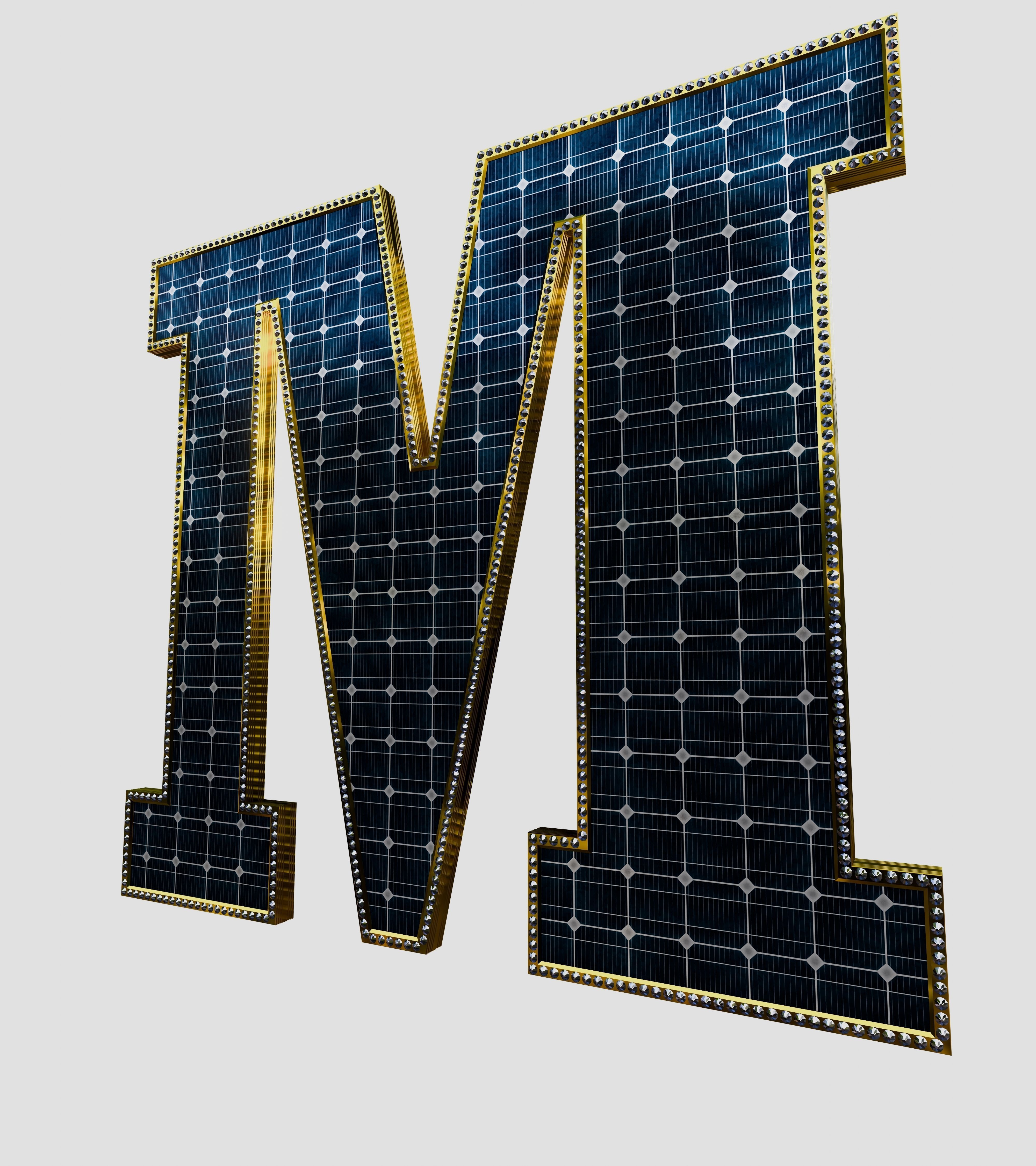 Solar Panel Letter - M 3D model_7