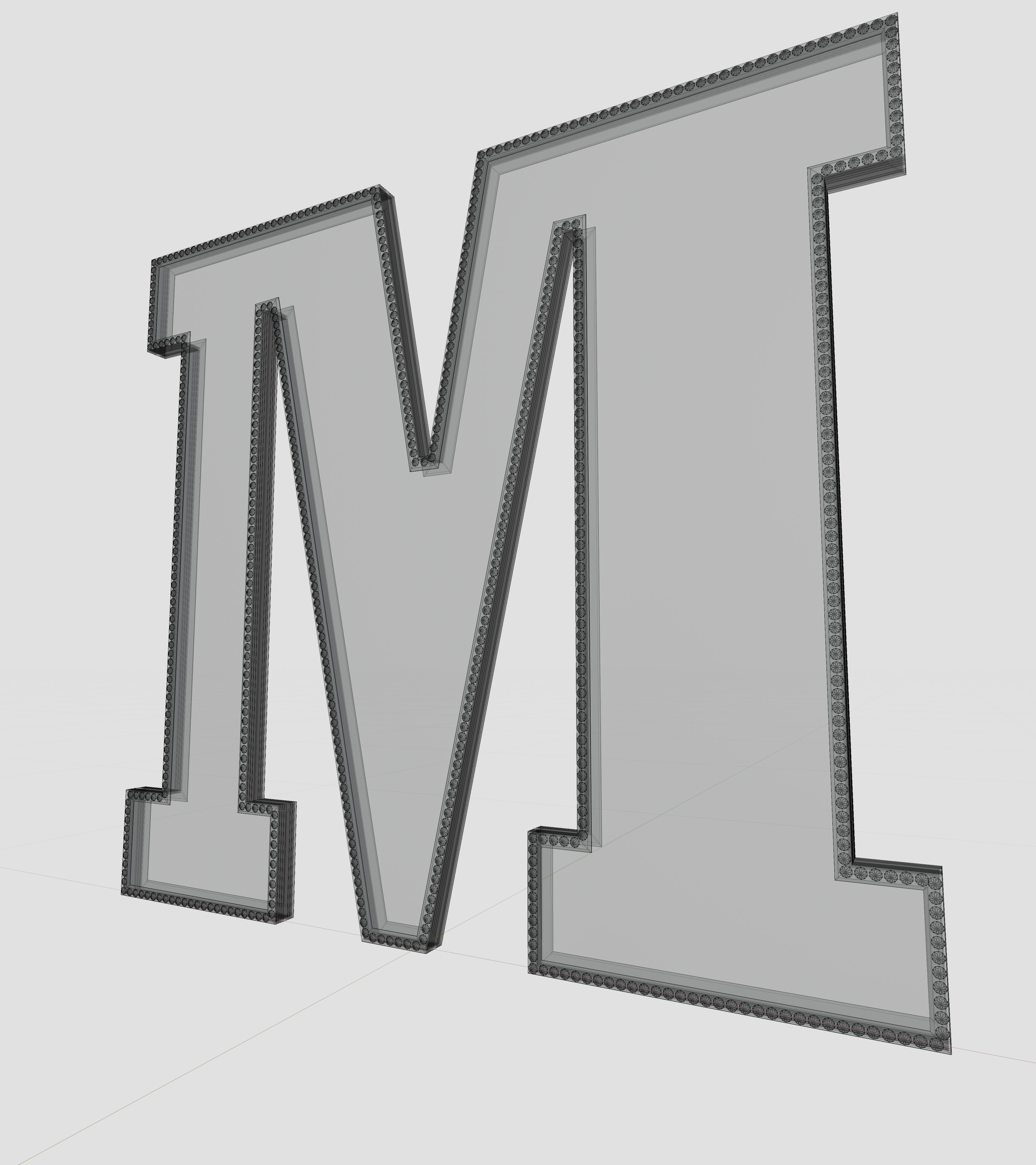 Solar Panel Letter - M 3D model_12