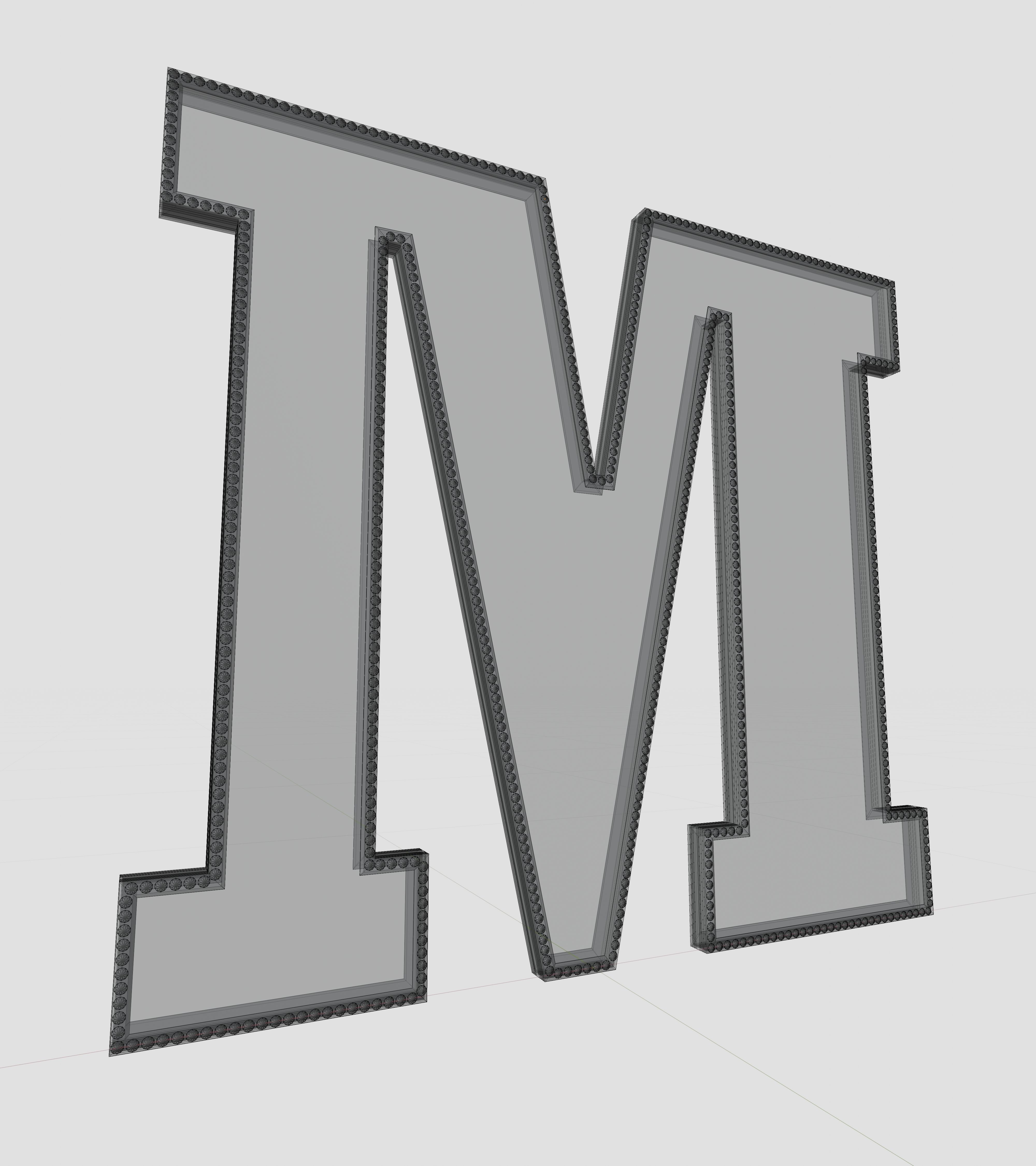 Solar Panel Letter - M 3D model_11