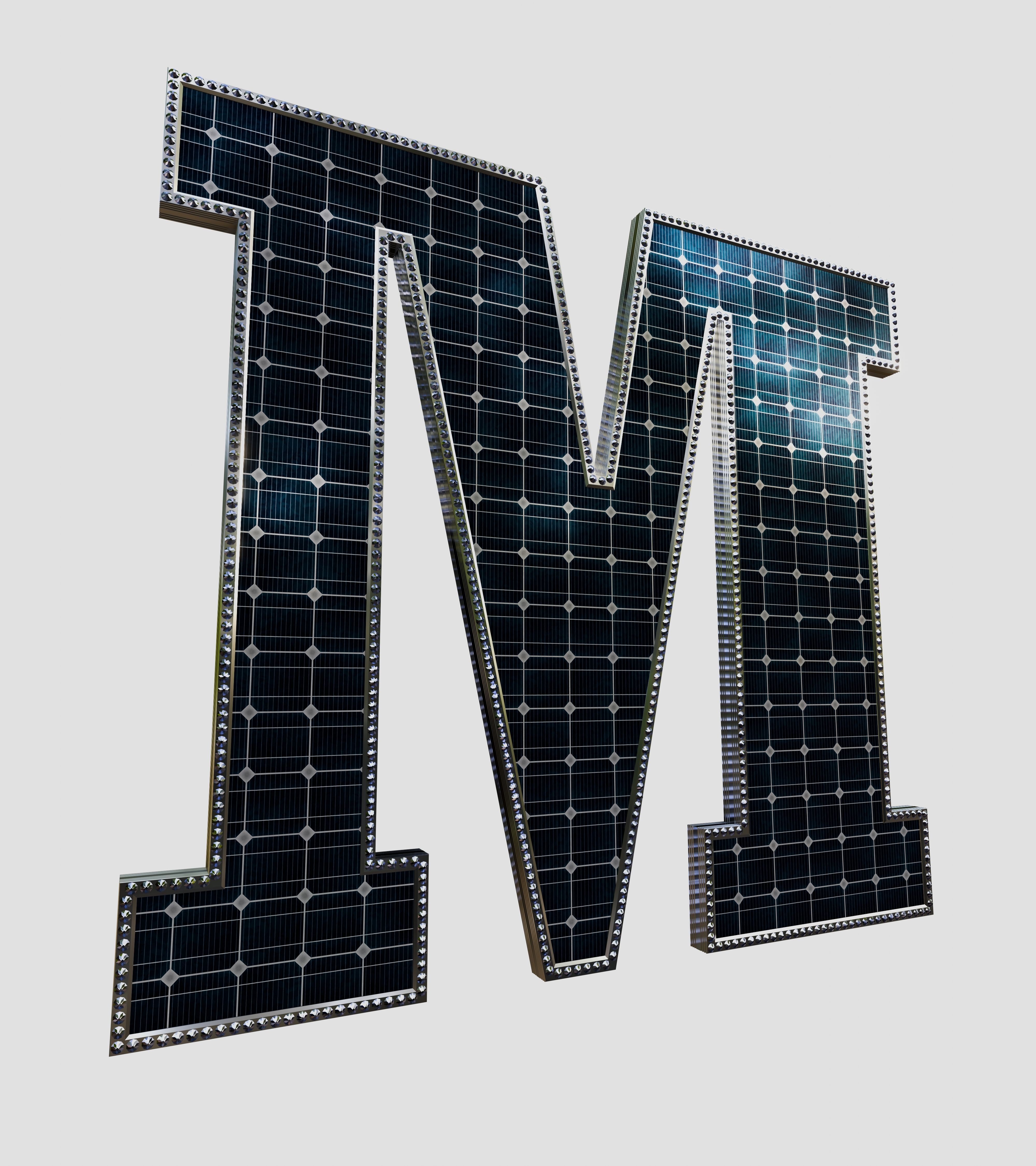 Solar Panel Letter - M 3D model_4