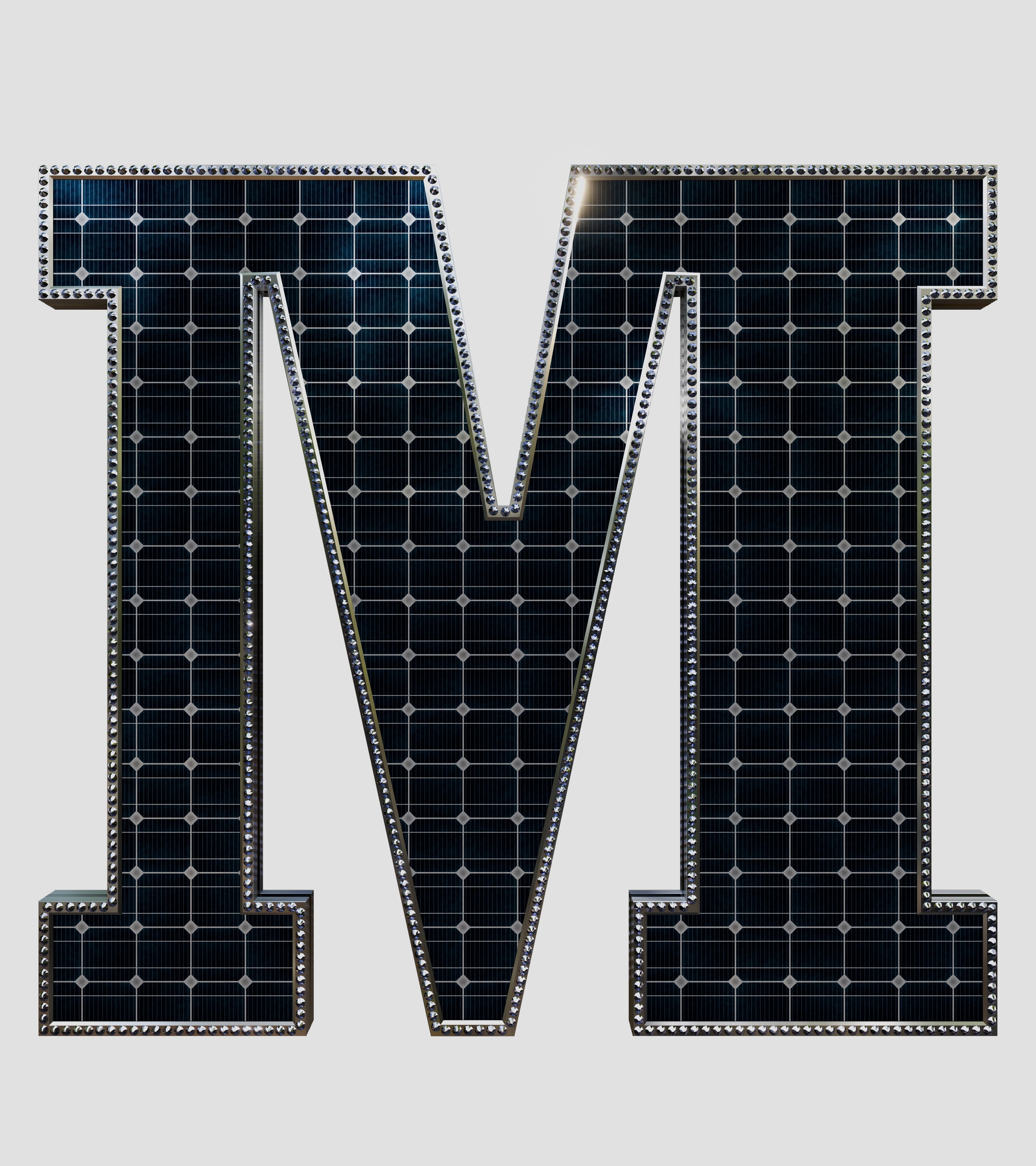 Solar Panel Letter - M 3D model_2