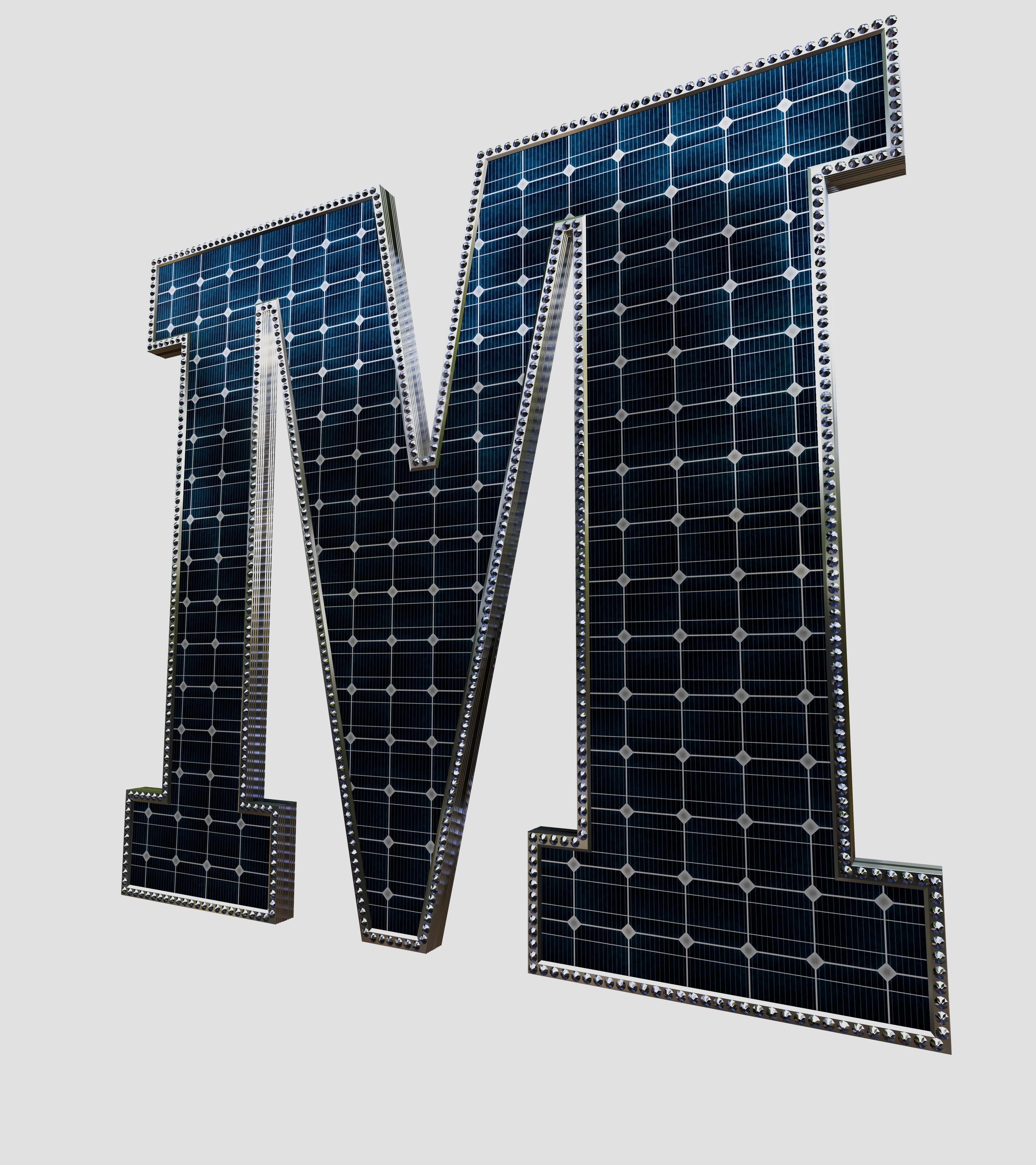 Solar Panel Letter - M 3D model_6
