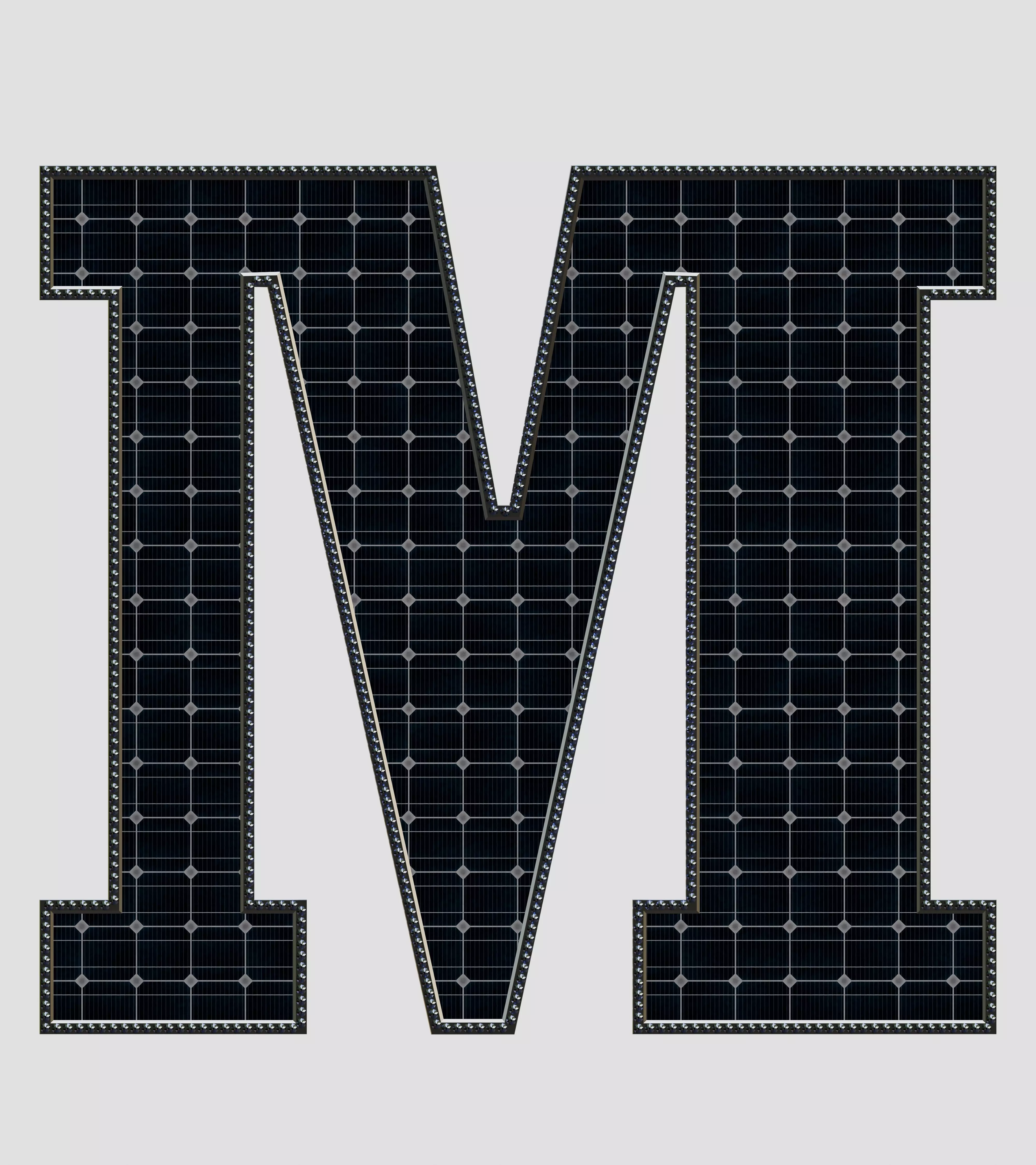 Solar Panel Letter - M 3D model_0