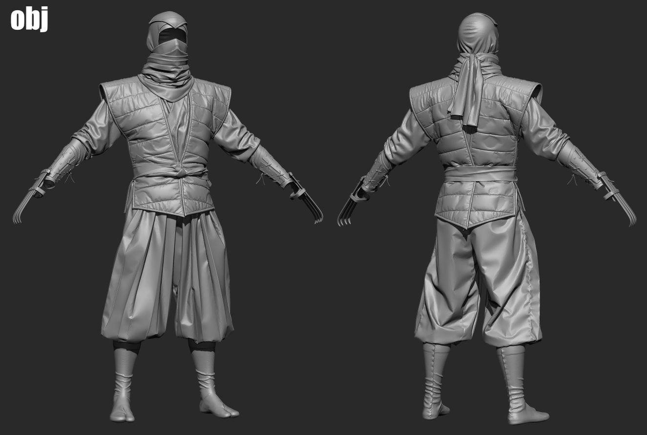 Ninja uniform 3 - Marvelous Designer project and OBJ 3D model_3