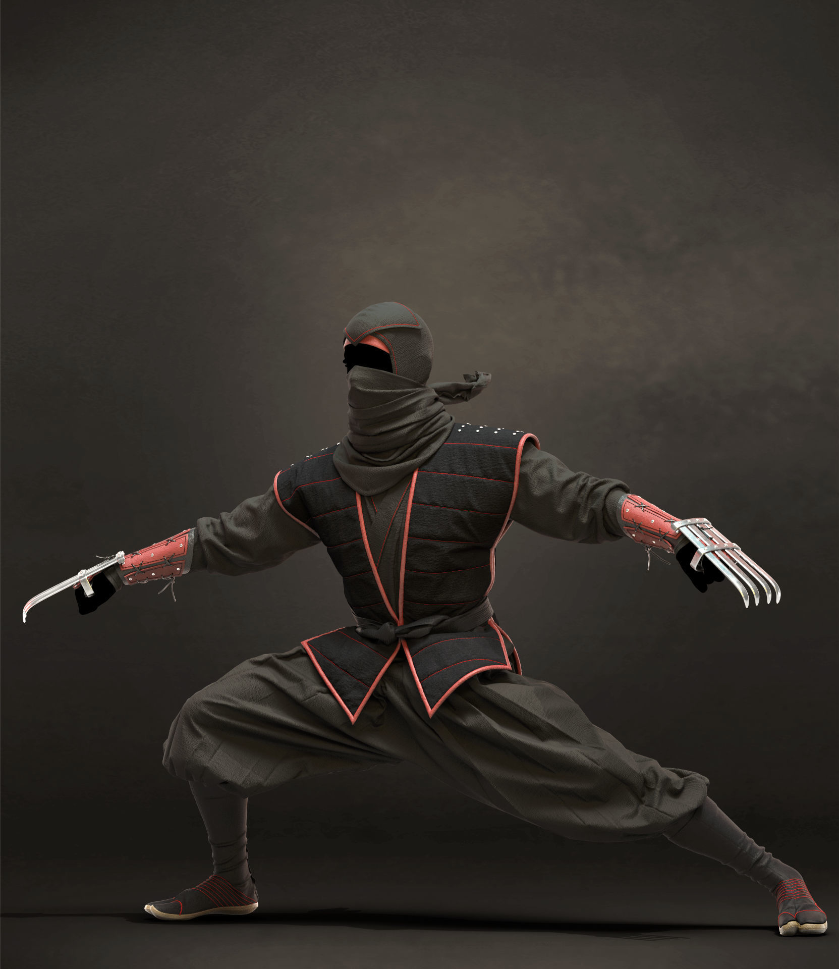 Ninja uniform 3 - Marvelous Designer project and OBJ 3D model_1
