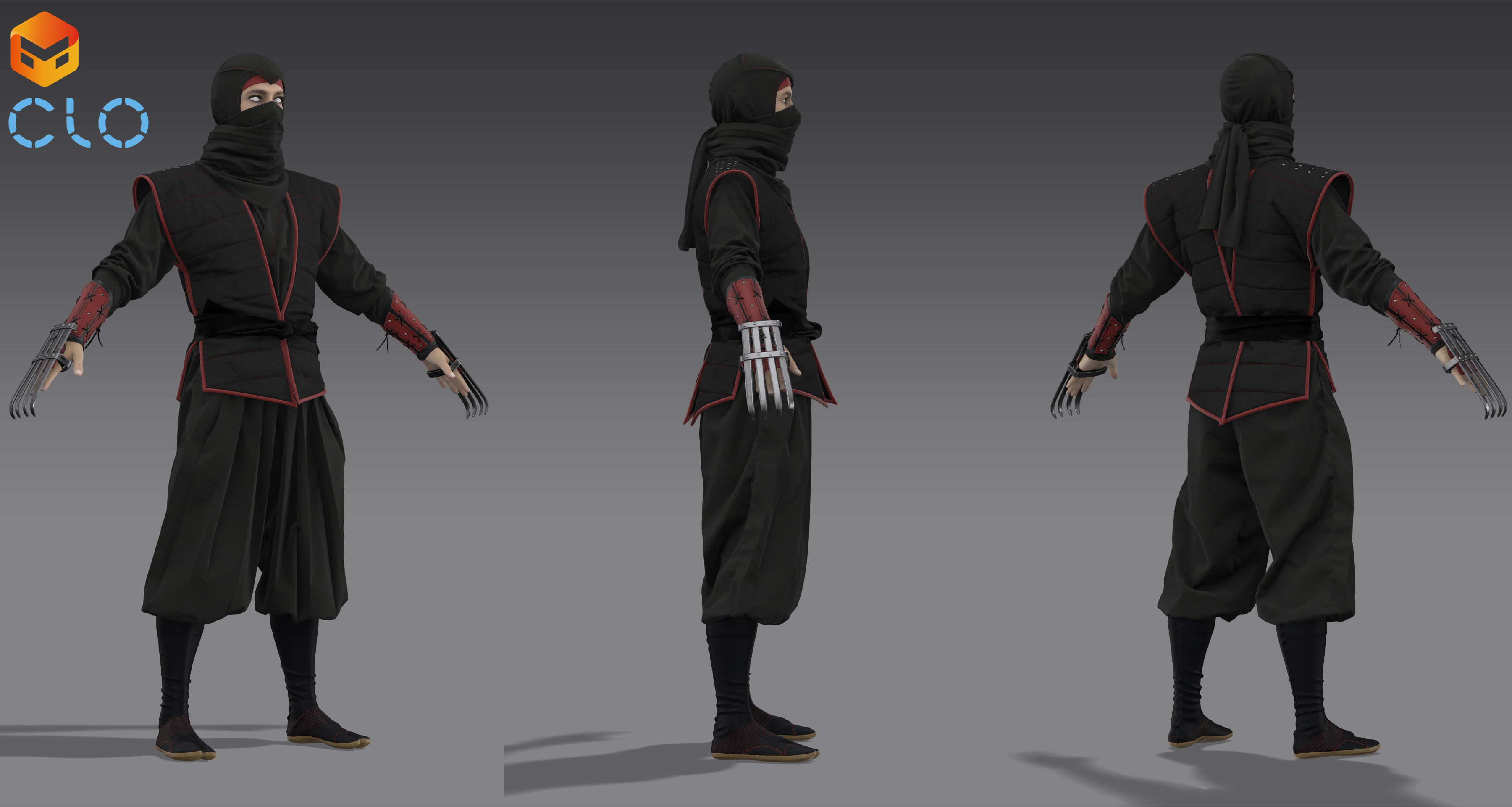 Ninja uniform 3 - Marvelous Designer project and OBJ 3D model_2