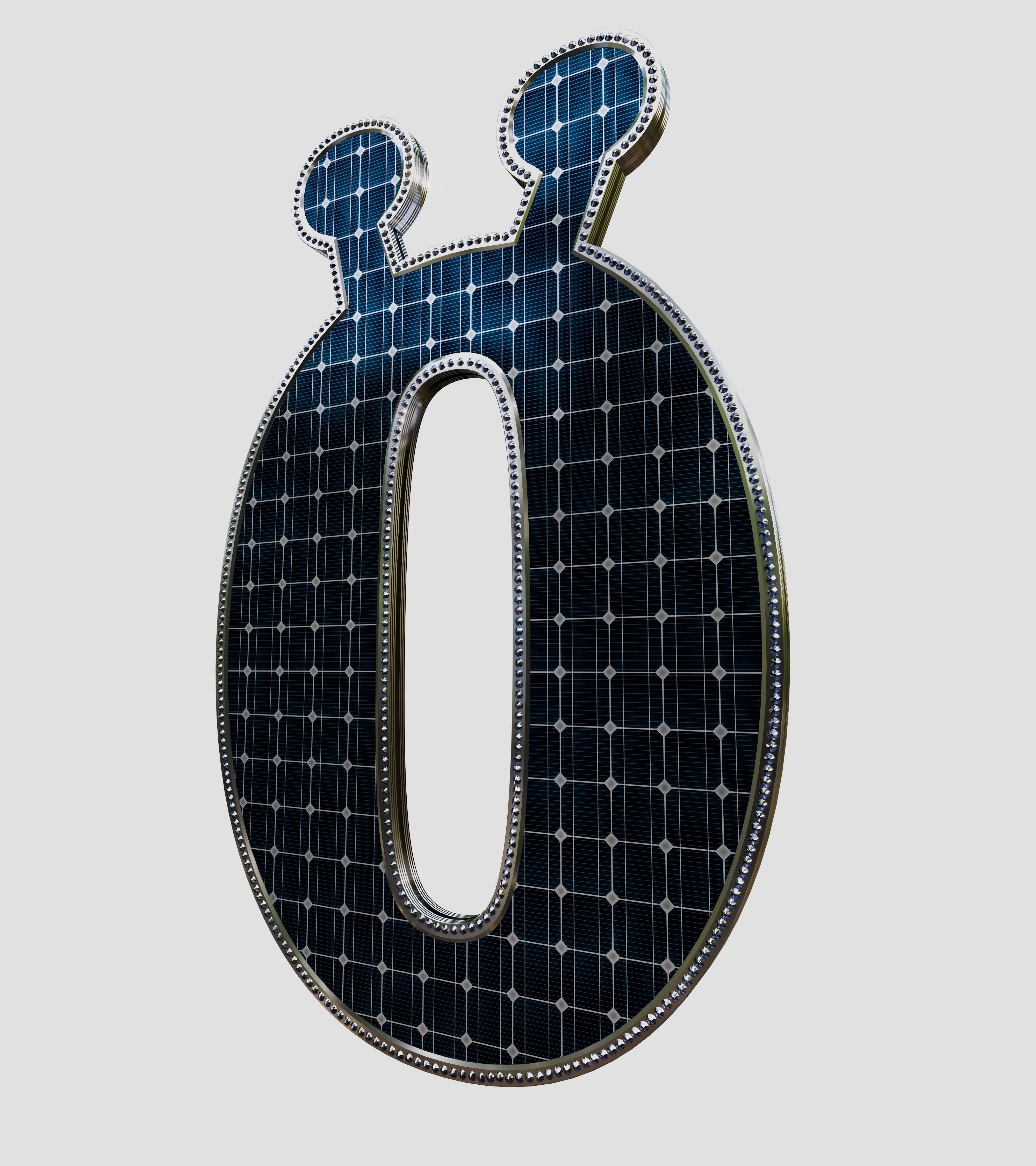 Solar Panel Letter - O 3D model_6