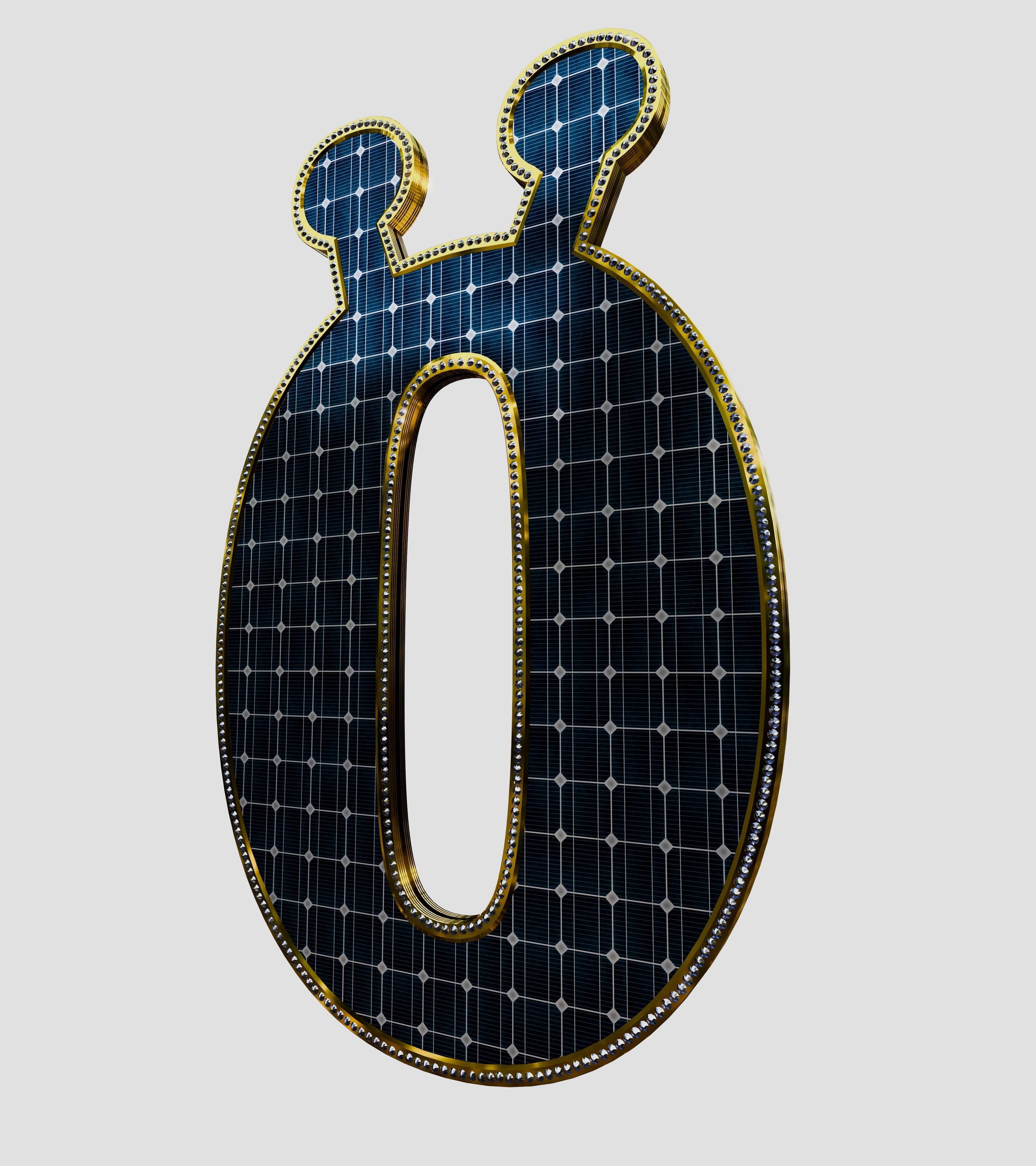 Solar Panel Letter - O 3D model_7