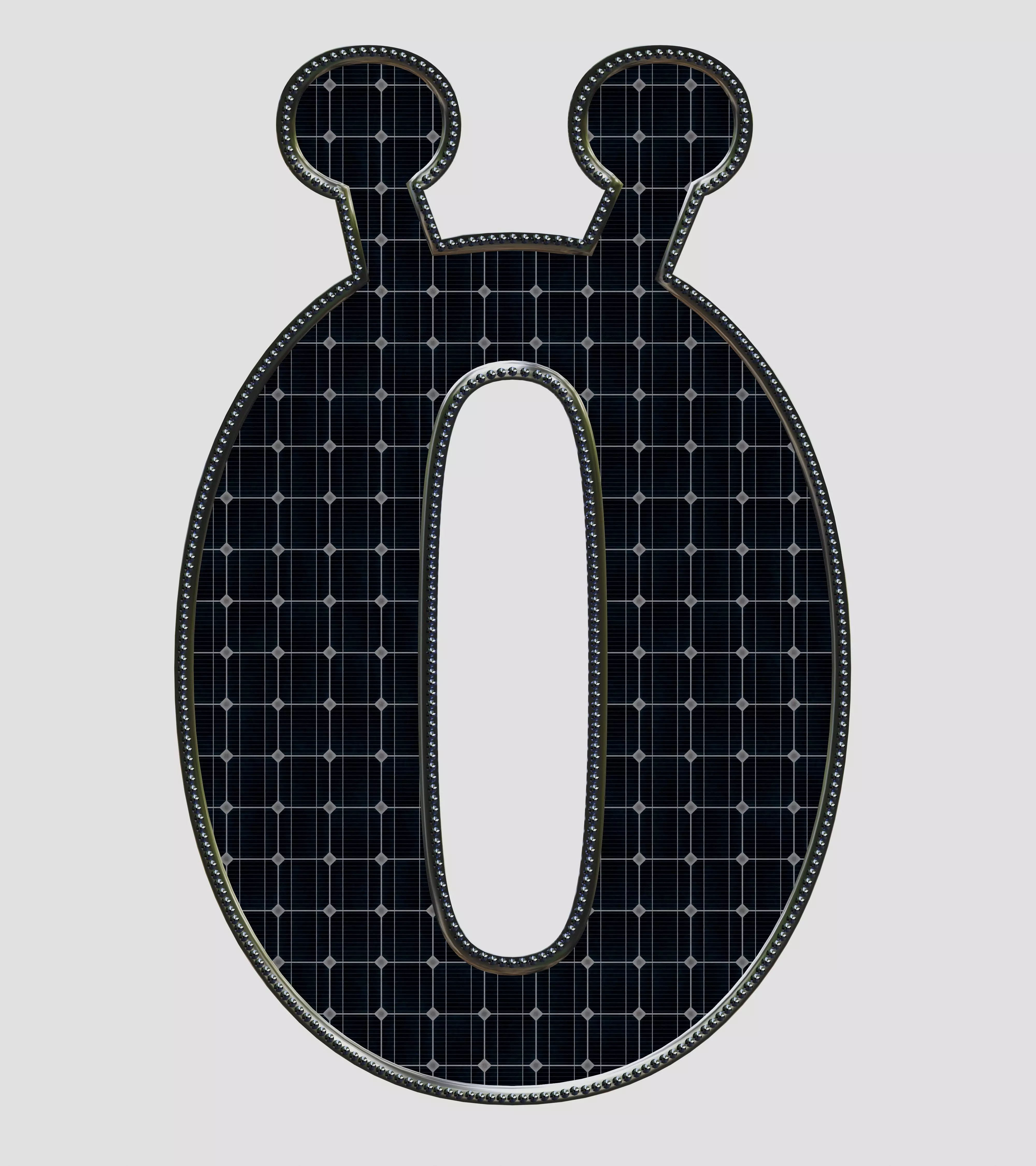 Solar Panel Letter - O 3D model_0