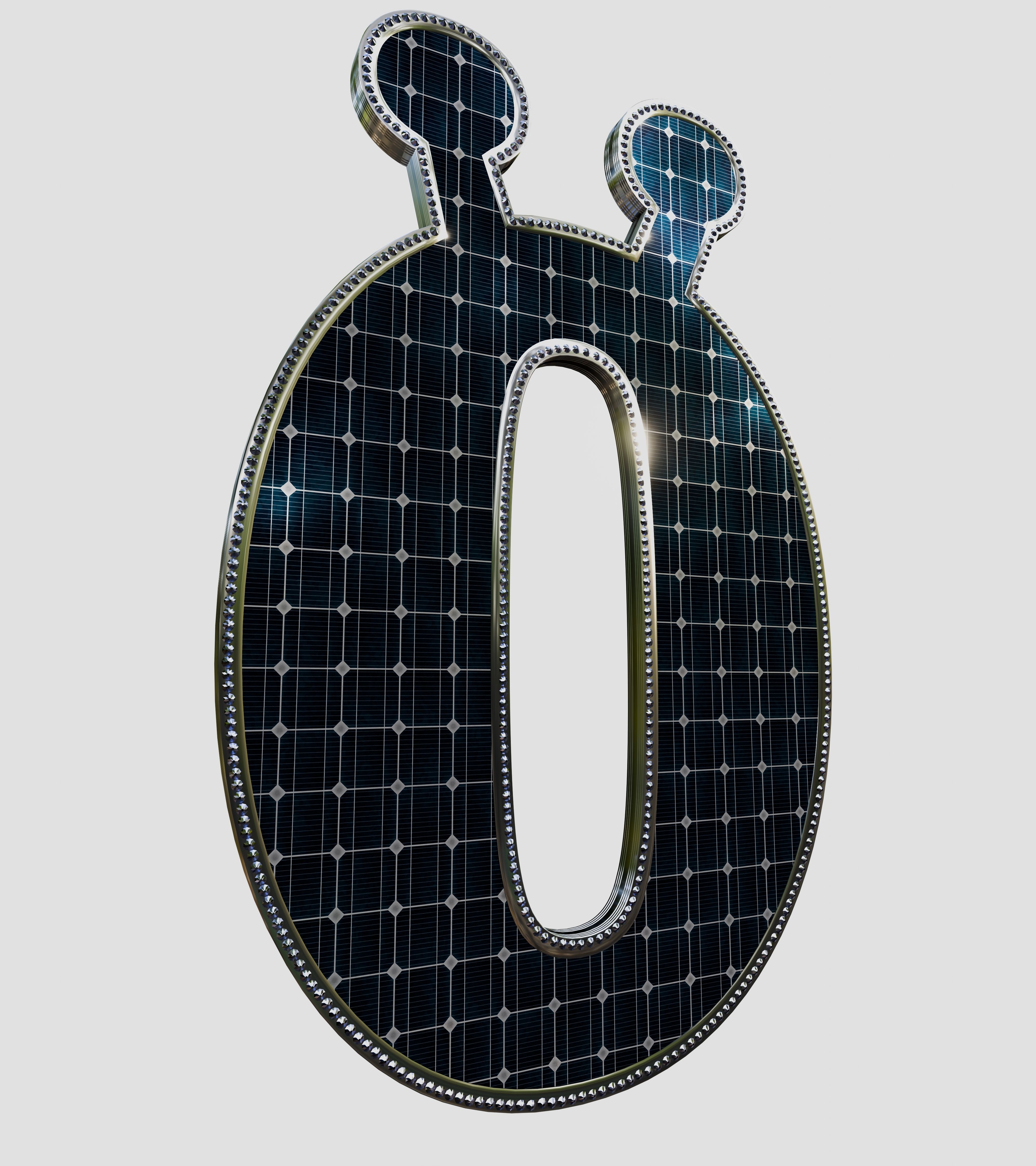 Solar Panel Letter - O 3D model_4