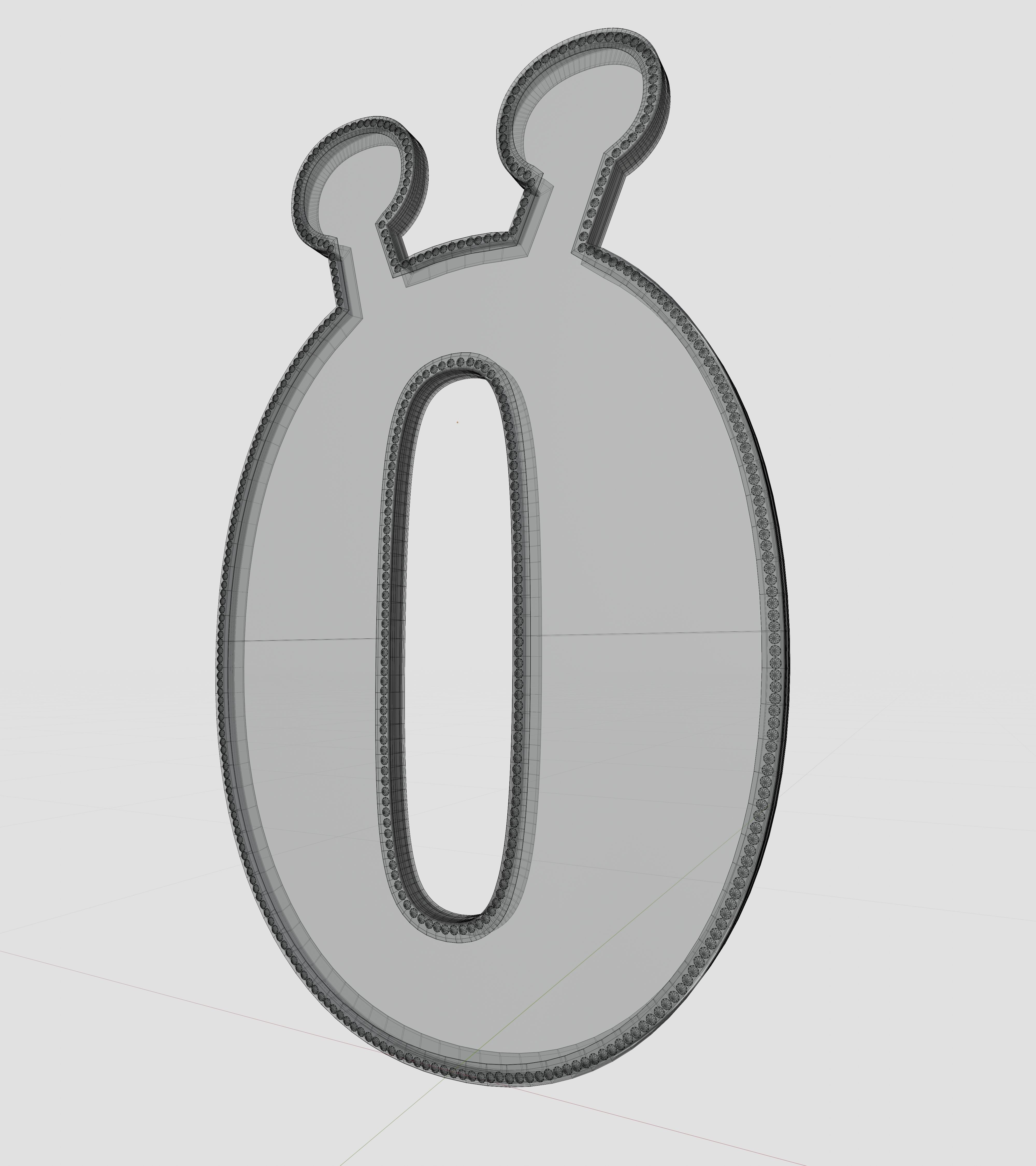 Solar Panel Letter - O 3D model_12