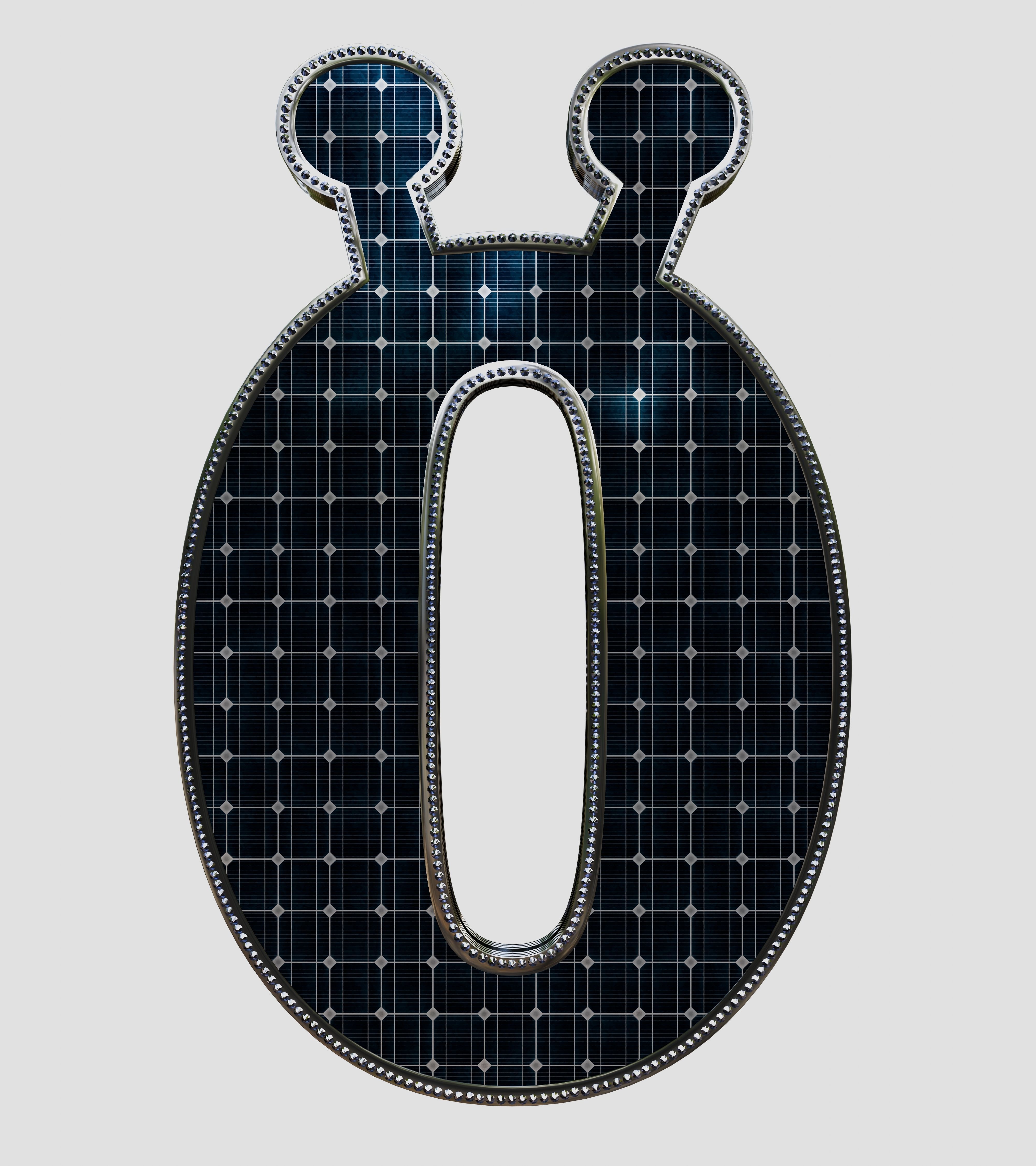 Solar Panel Letter - O 3D model_2