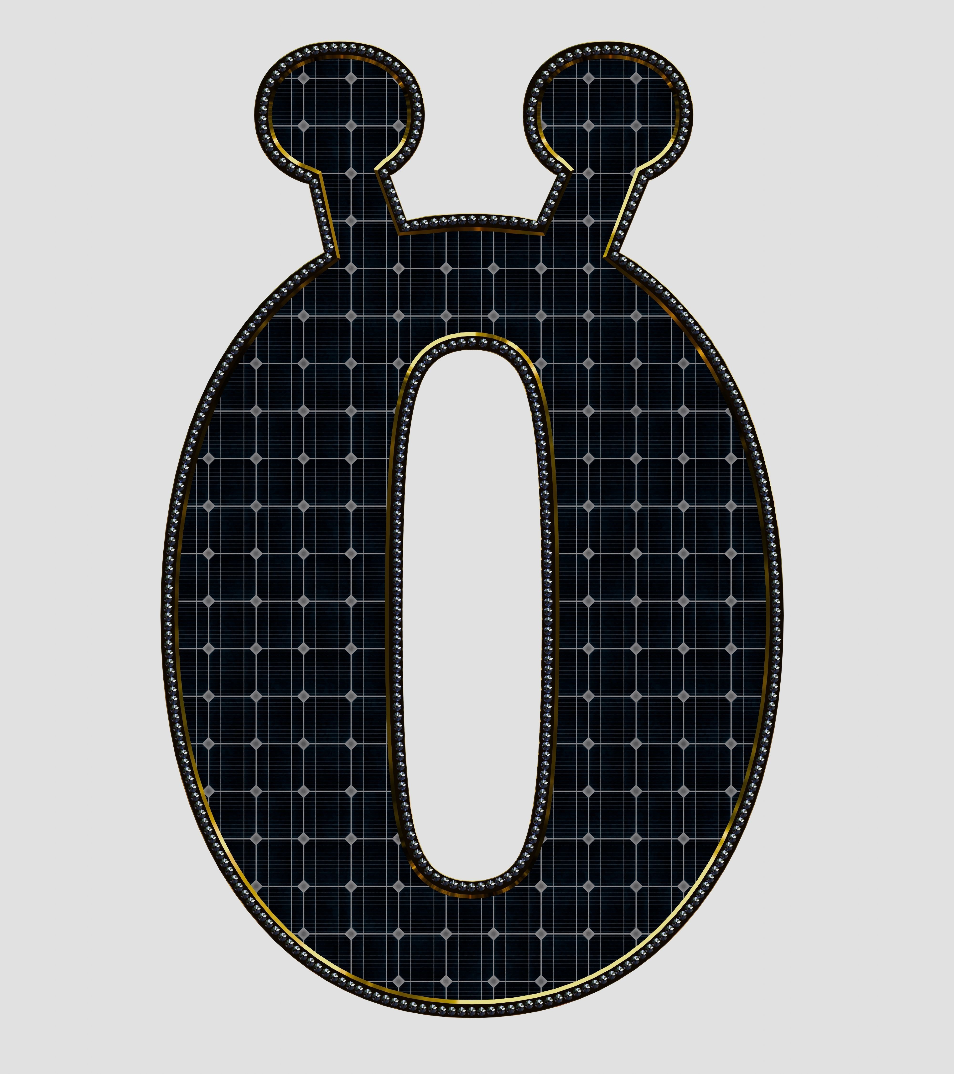 Solar Panel Letter - O 3D model_1
