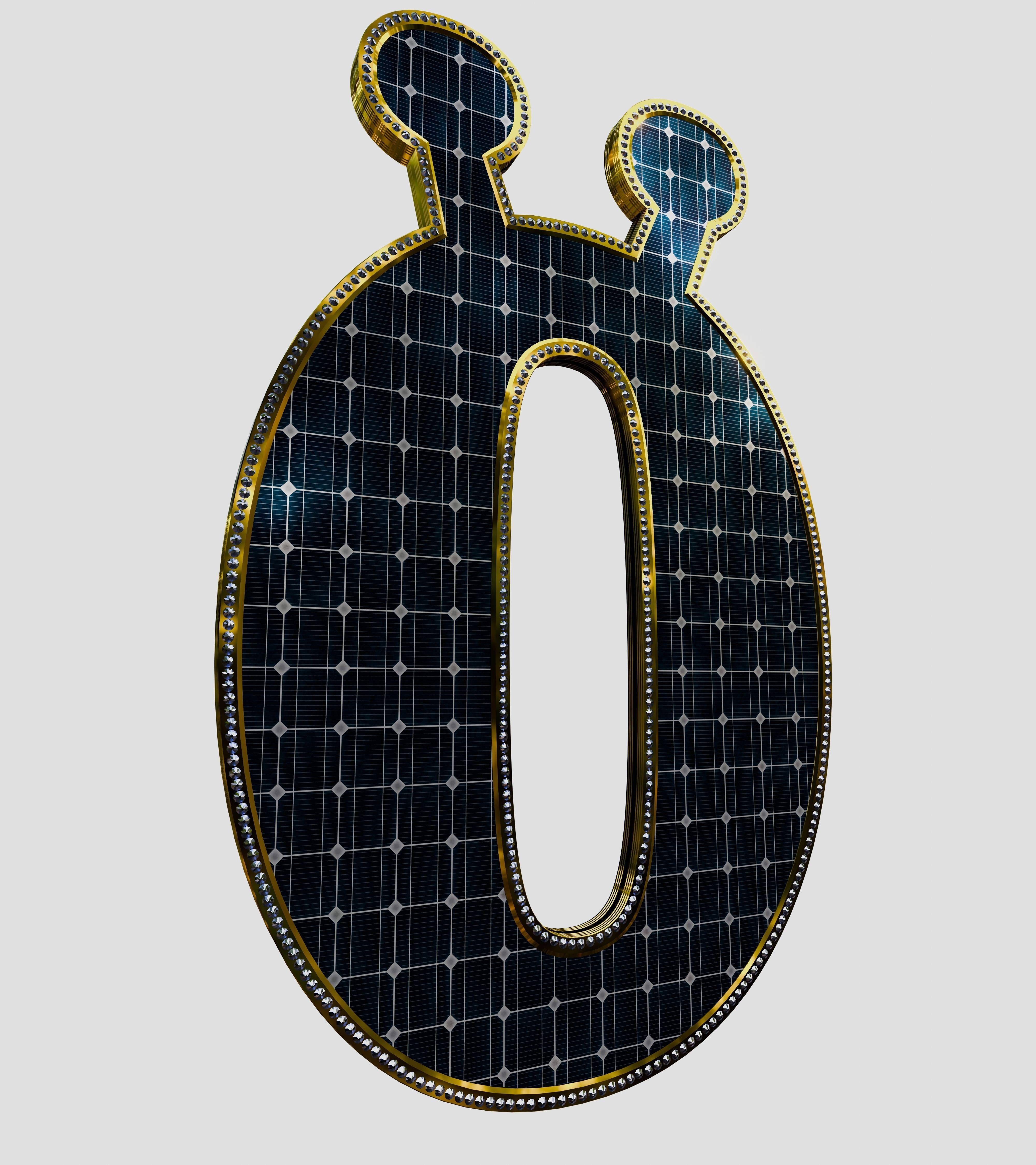 Solar Panel Letter - O 3D model_5