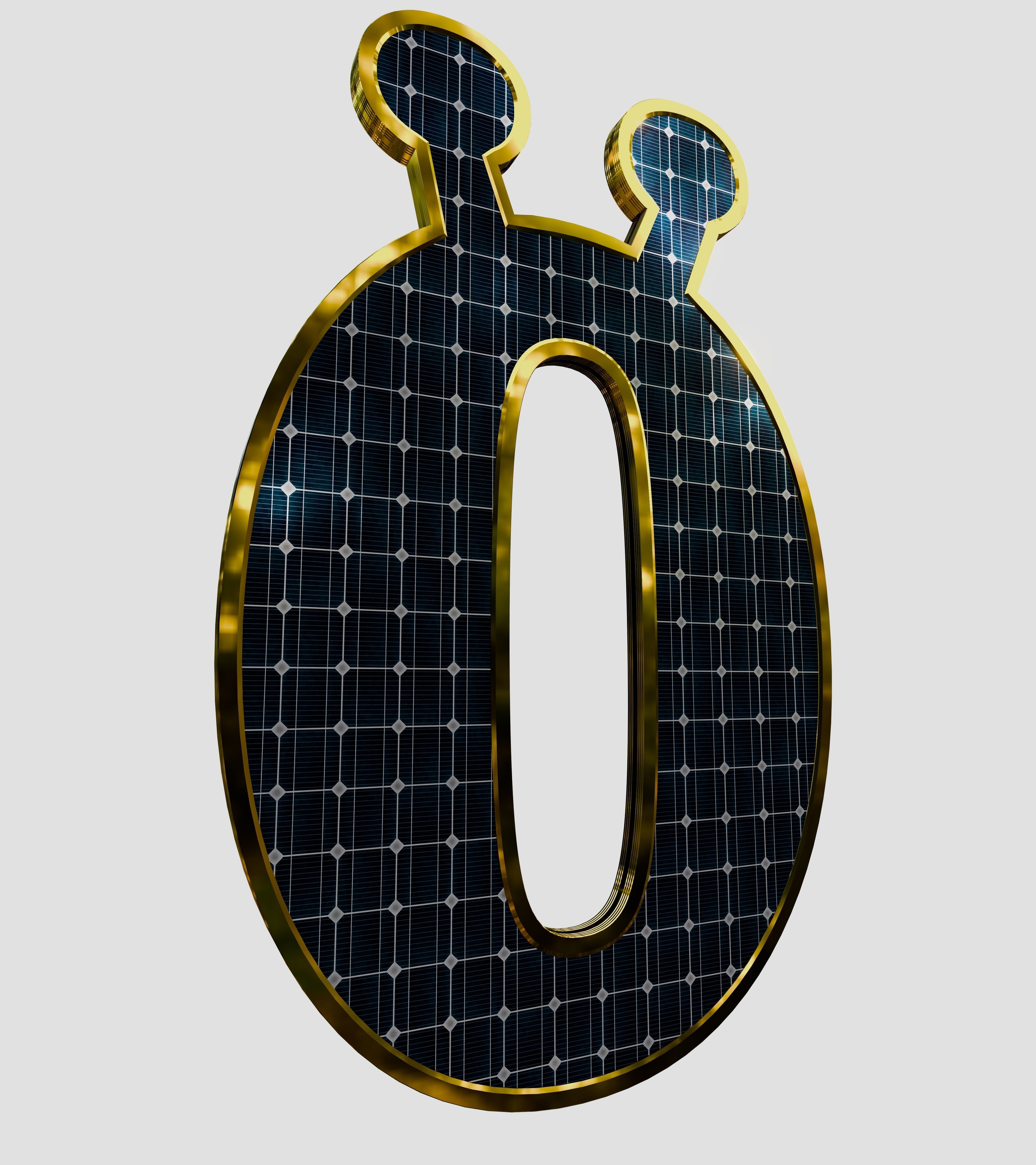 Solar Panel Letter - O 3D model_9