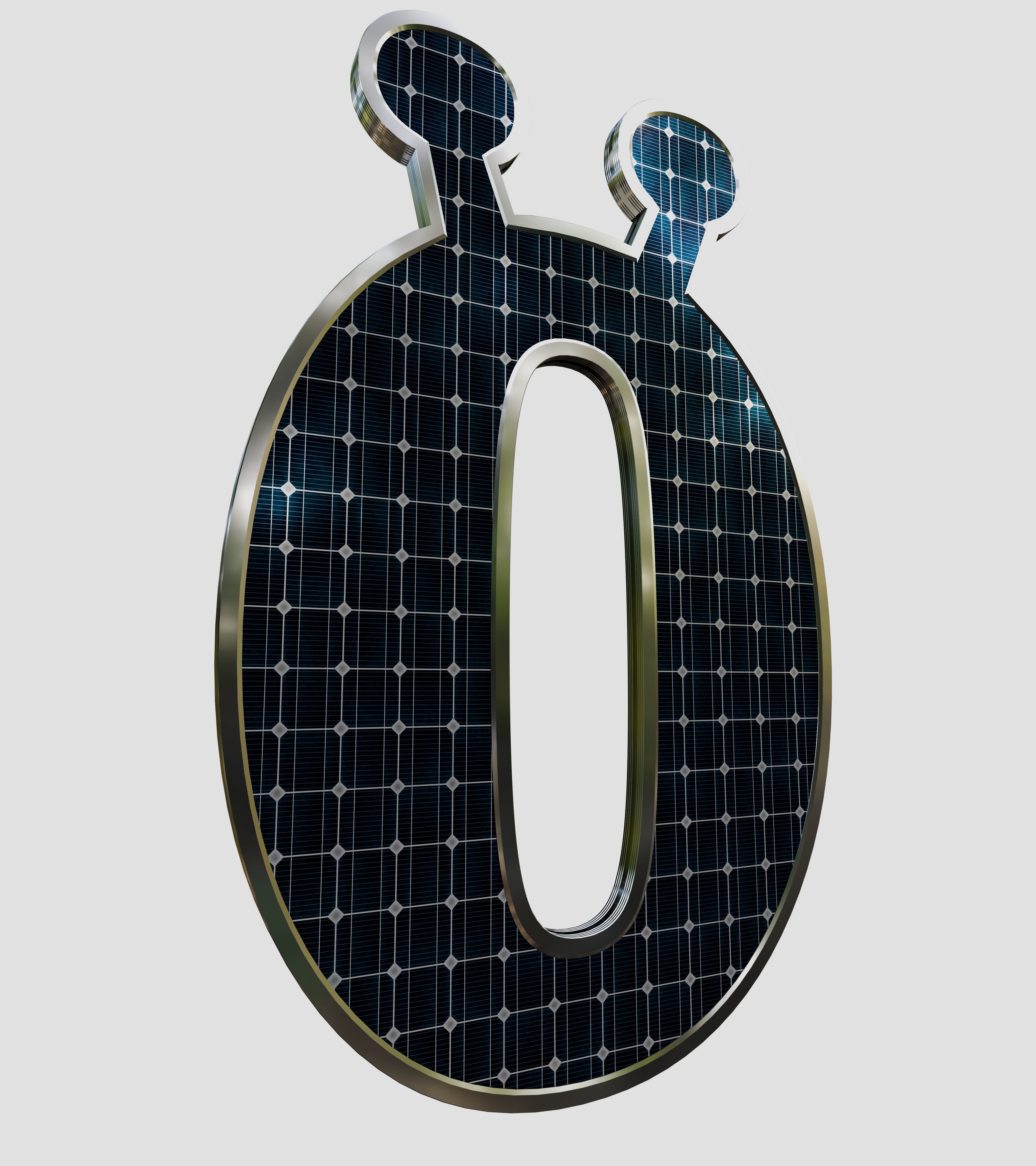 Solar Panel Letter - O 3D model_8