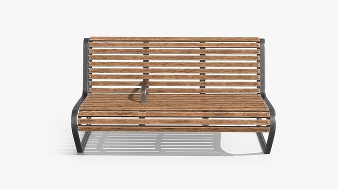 Street Bench Low-poly 3D model 2