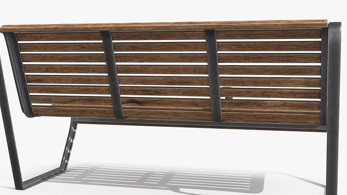 Street Bench Low-poly 3D model 6