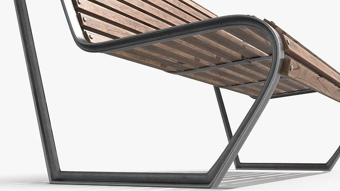 Street Bench Low-poly 3D model 4