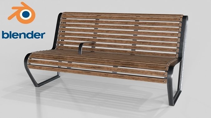 Street Bench Low-poly 3D model 7