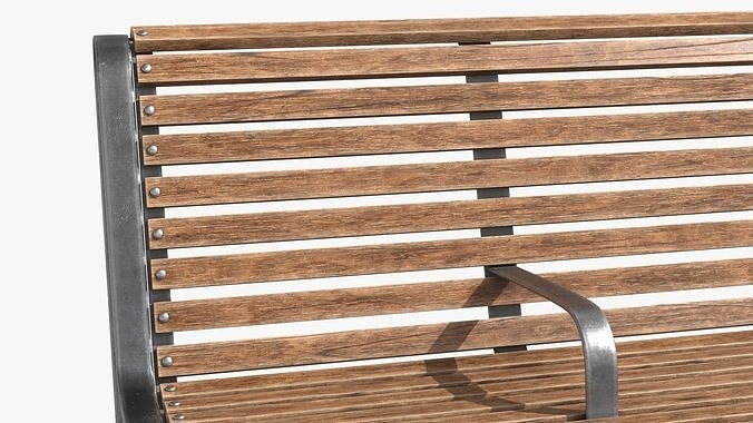 Street Bench Low-poly 3D model 3