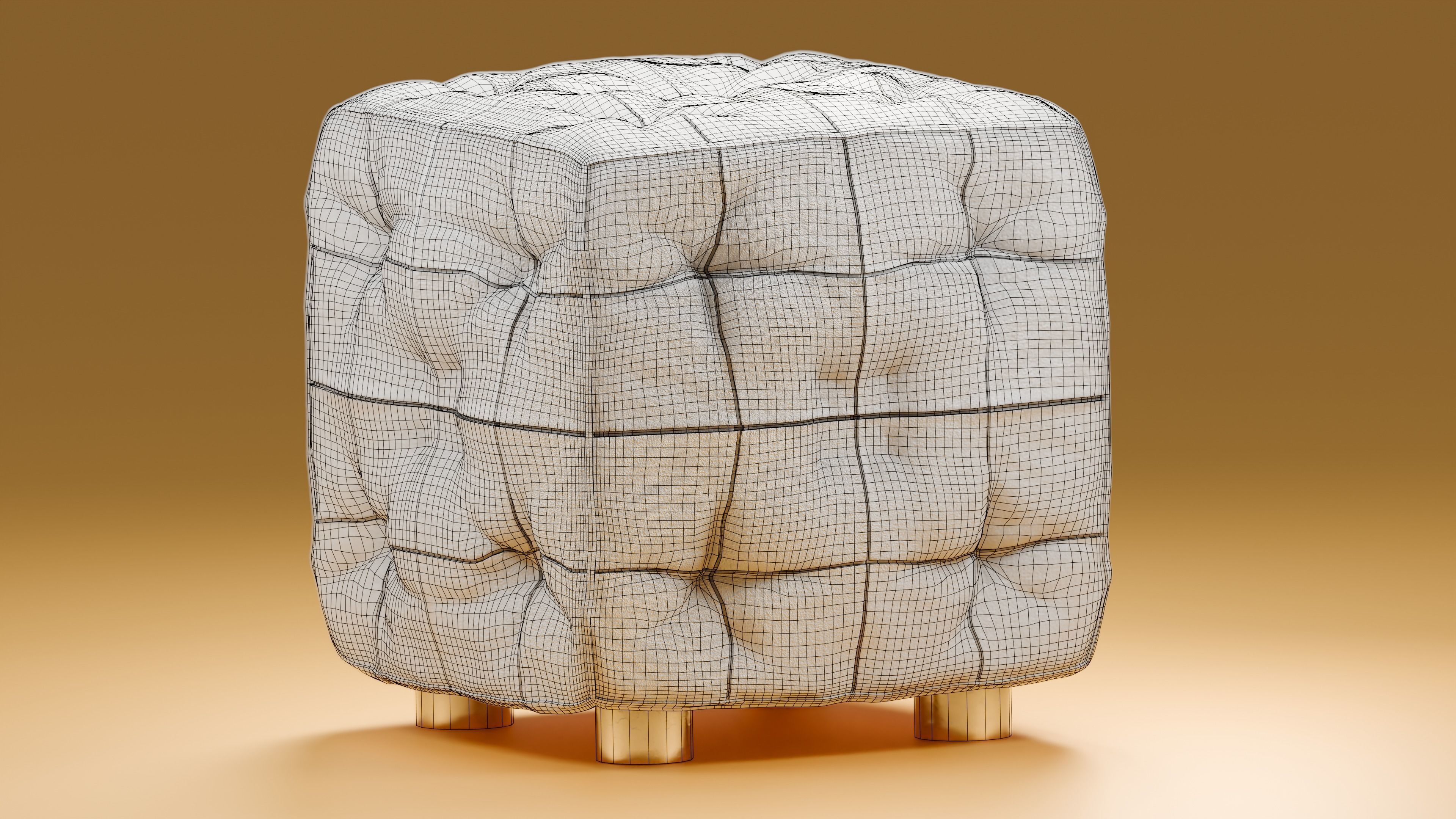 Padded stool 3D model_4