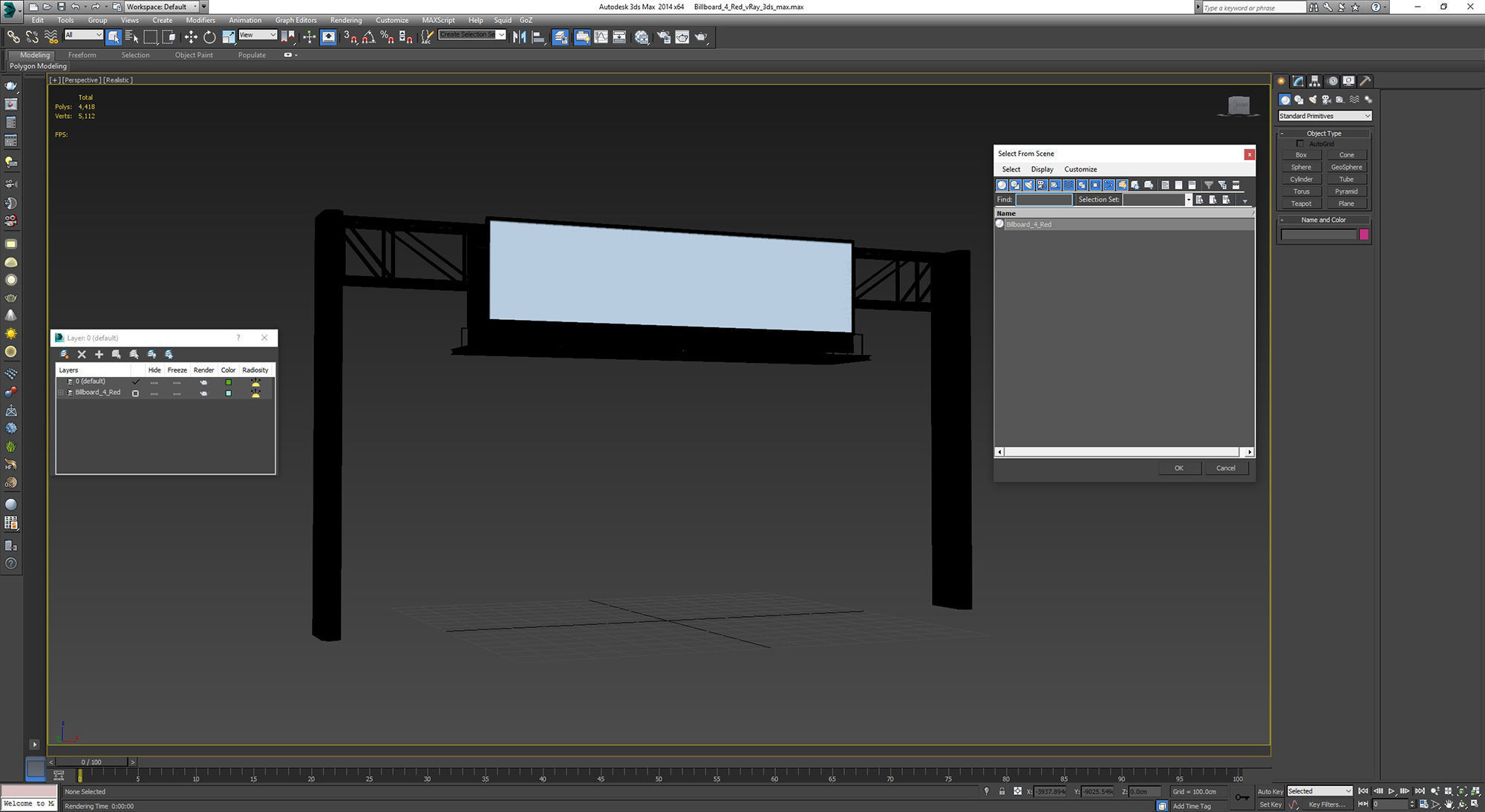 Billboard 4 Red Low-poly 3D model_29