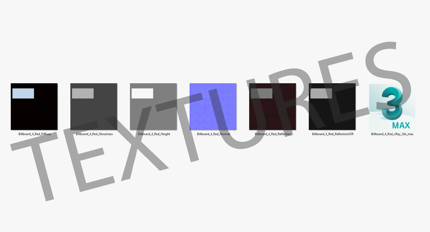 Billboard 4 Red Low-poly 3D model_31