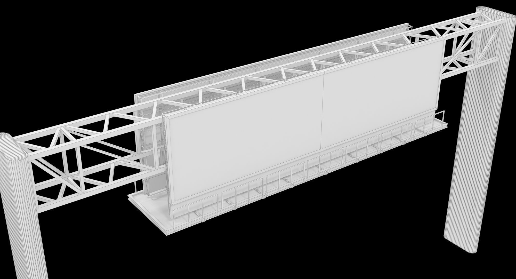 Billboard 4 Red Low-poly 3D model_21