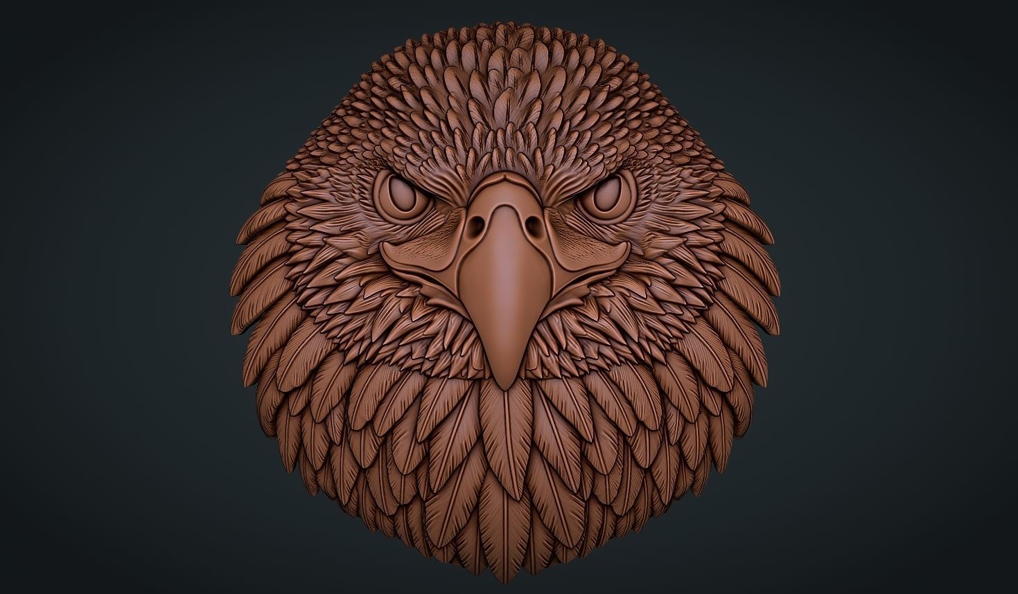 Eagle Head Bas Relief-8mm 3D print model_8