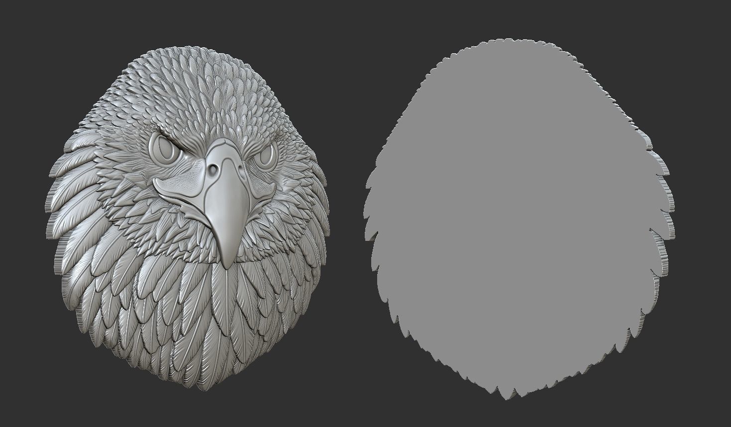 Eagle Head Bas Relief-8mm 3D print model_6