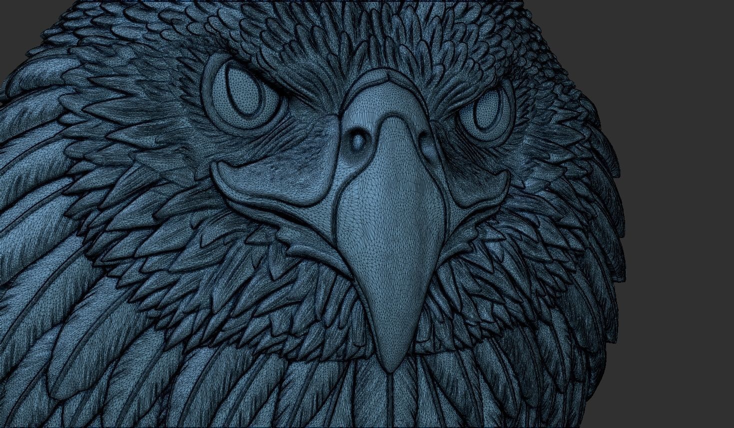 Eagle Head Bas Relief-8mm 3D print model_10