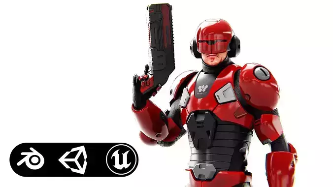 CYBER SOLDIER R-600 Rigged for Unreal Engine - Unity - MIXAMO 