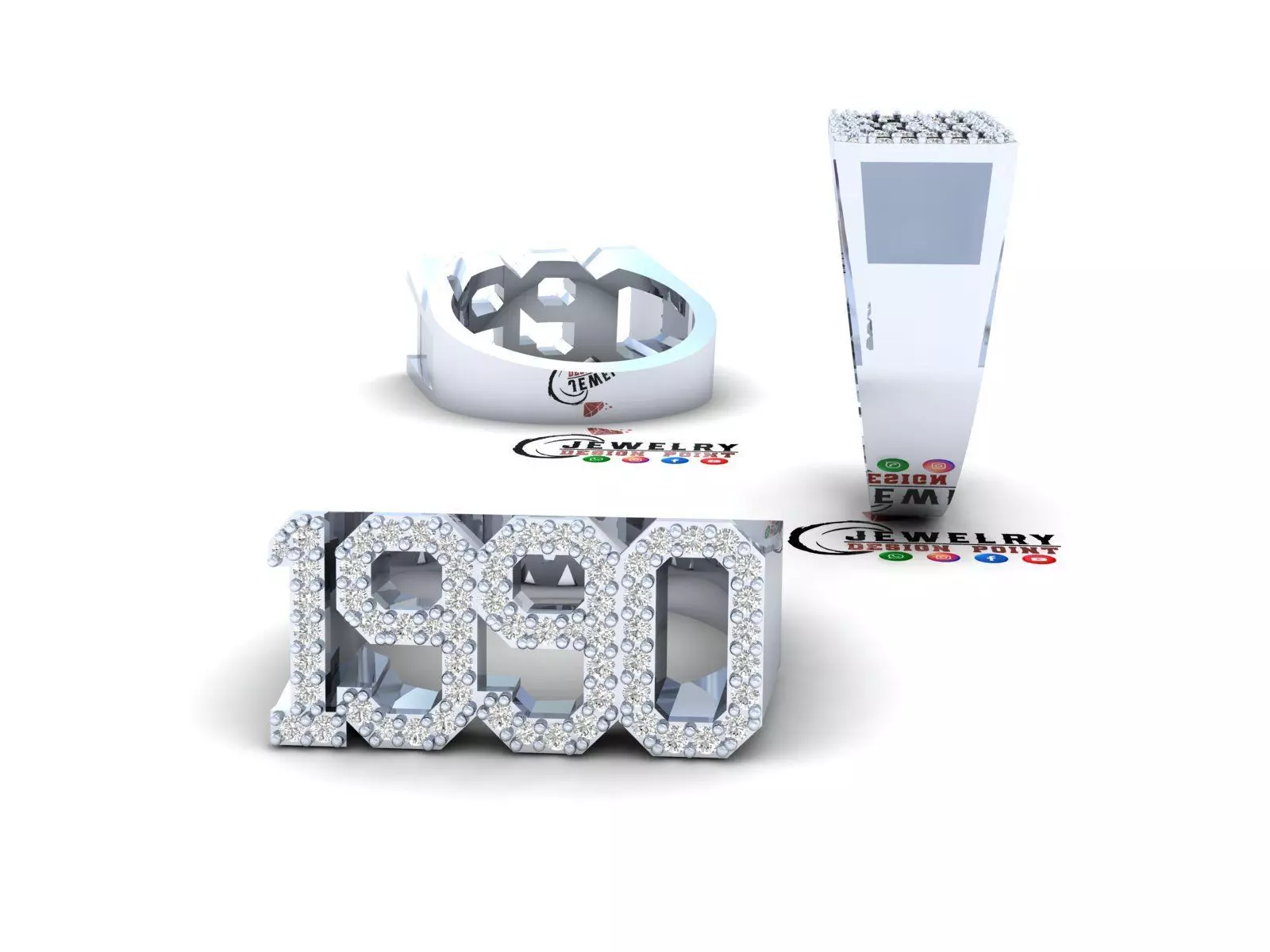 Custom Birth Year 1990 Ring - Born Charms Ring - Personalized 3D print model