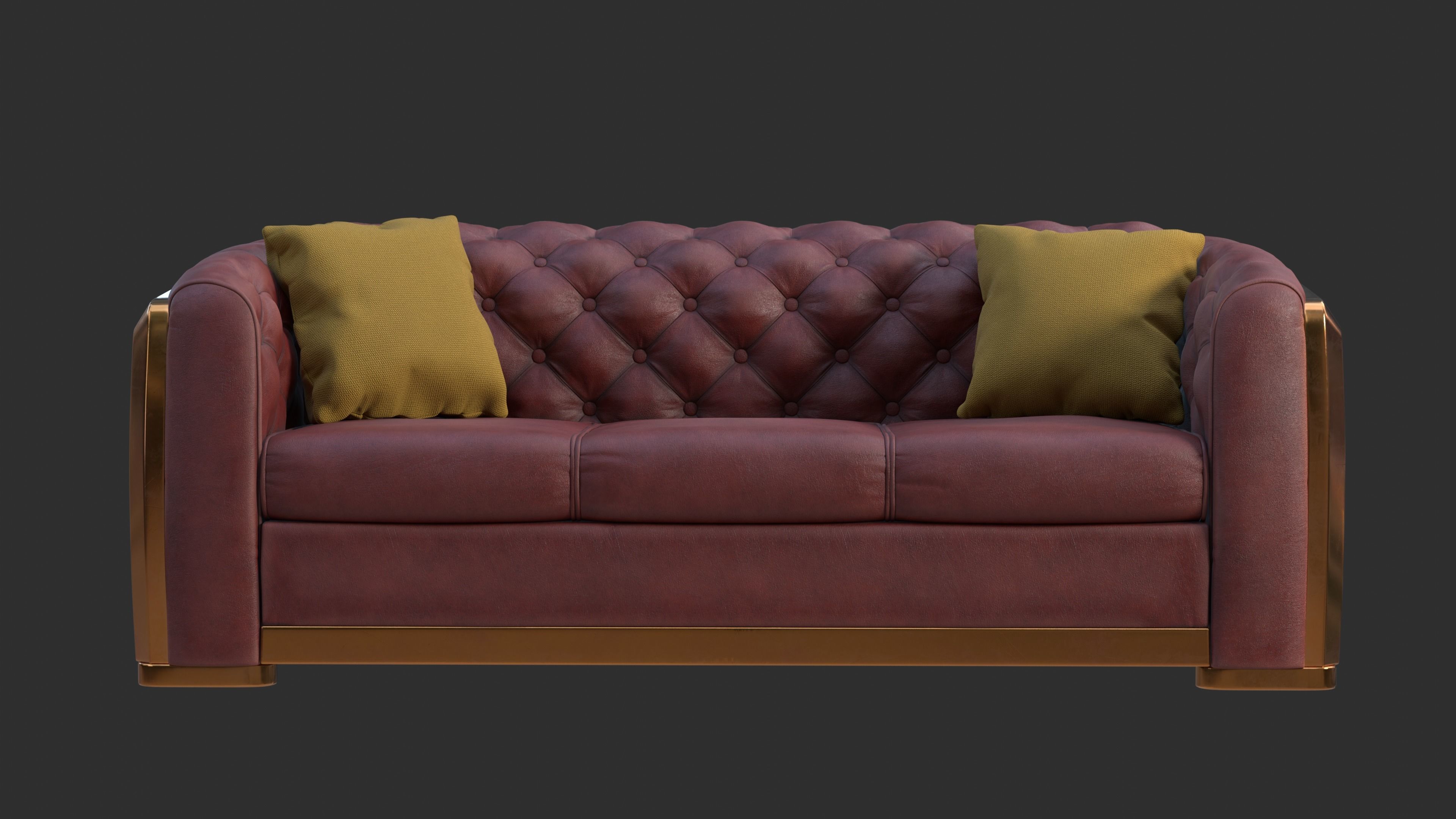 Classical Sofa Low-poly 3D model_2