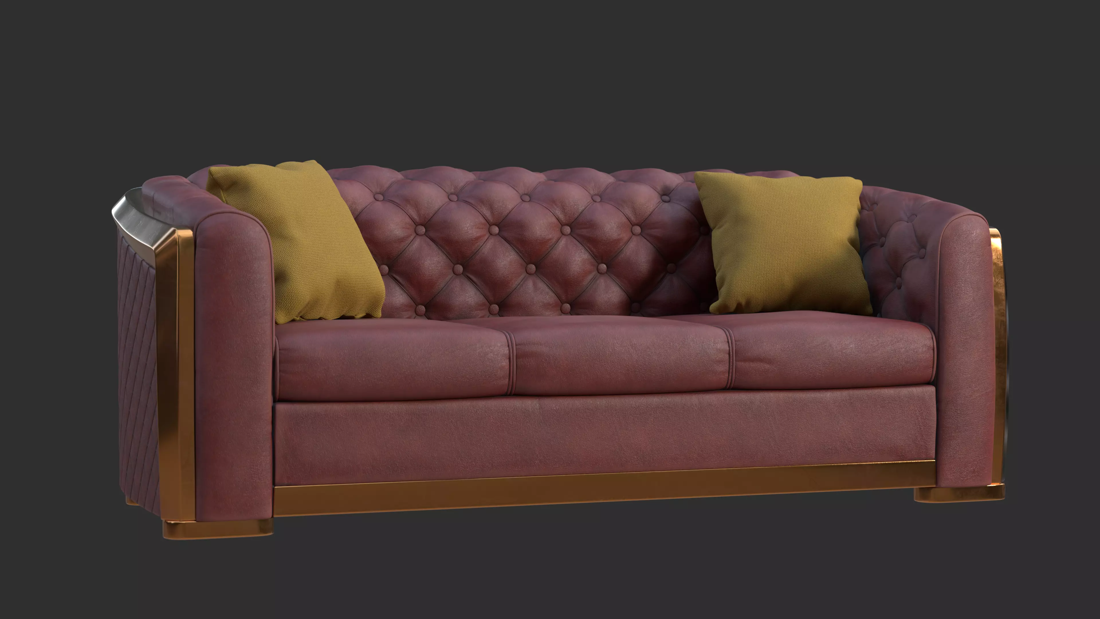 Classical Sofa Low-poly 3D model_0