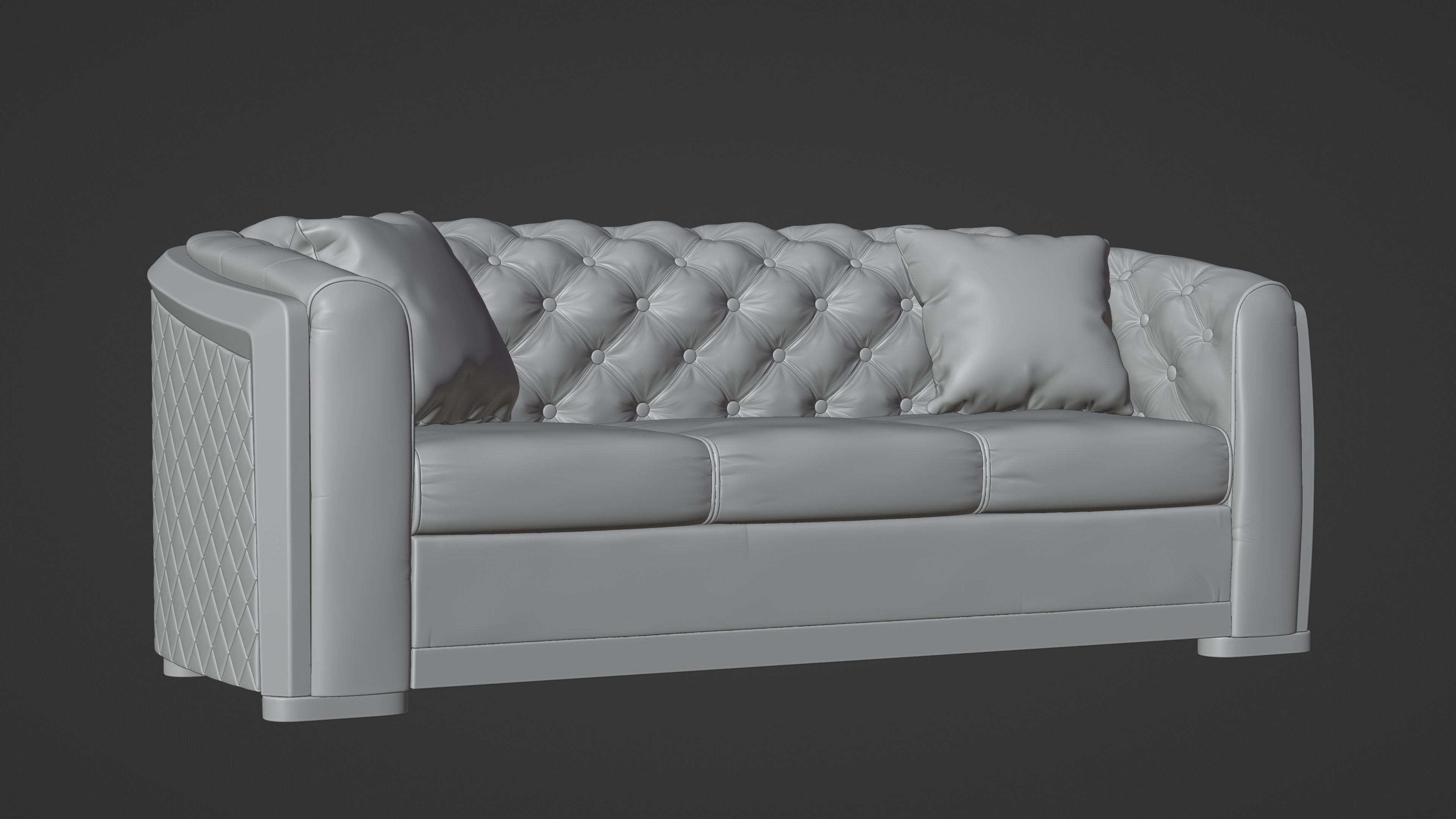 Classical Sofa Low-poly 3D model_4