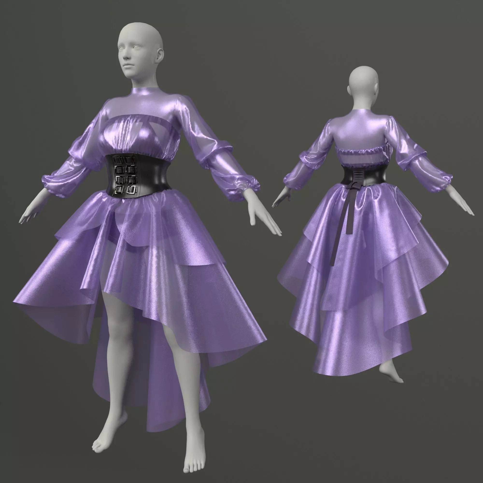 Suit with corset Free 3D model