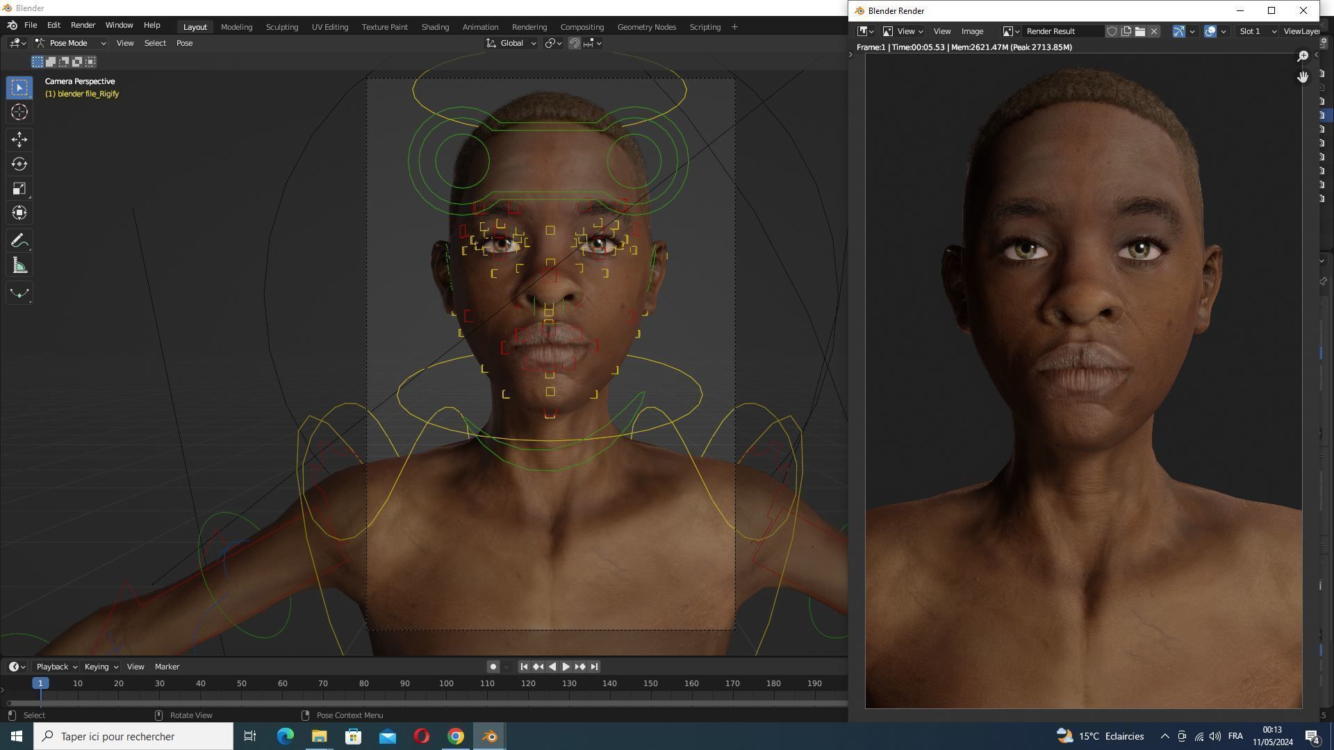 African Boy with Repairman cloth Low-poly 3D model_30