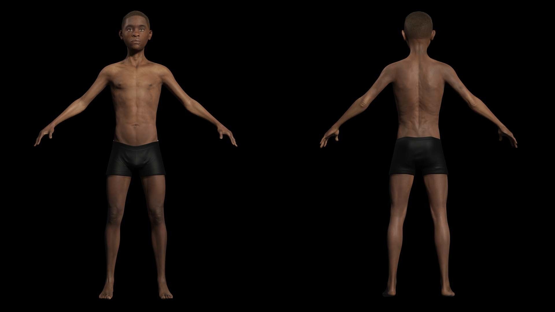 African Boy with Repairman cloth Low-poly 3D model_3