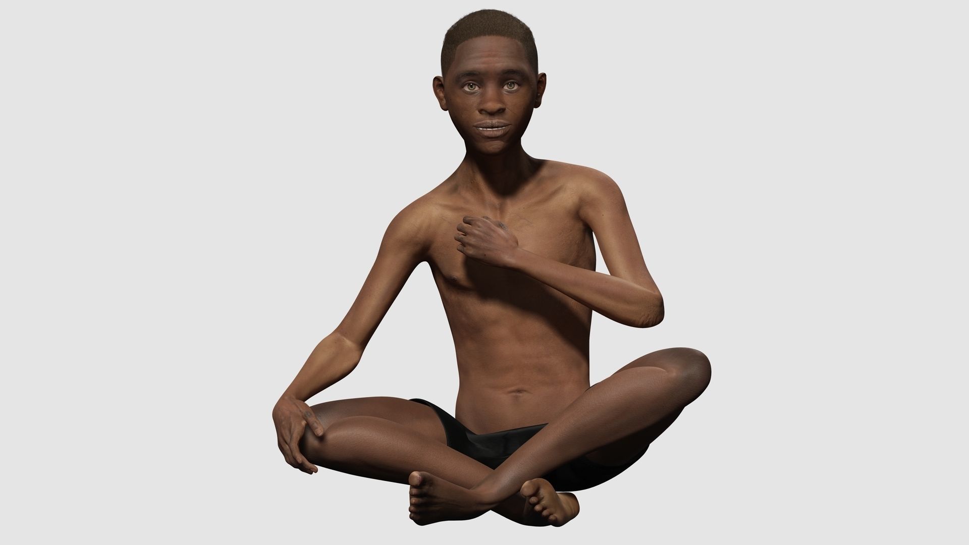 African Boy with Repairman cloth Low-poly 3D model_8