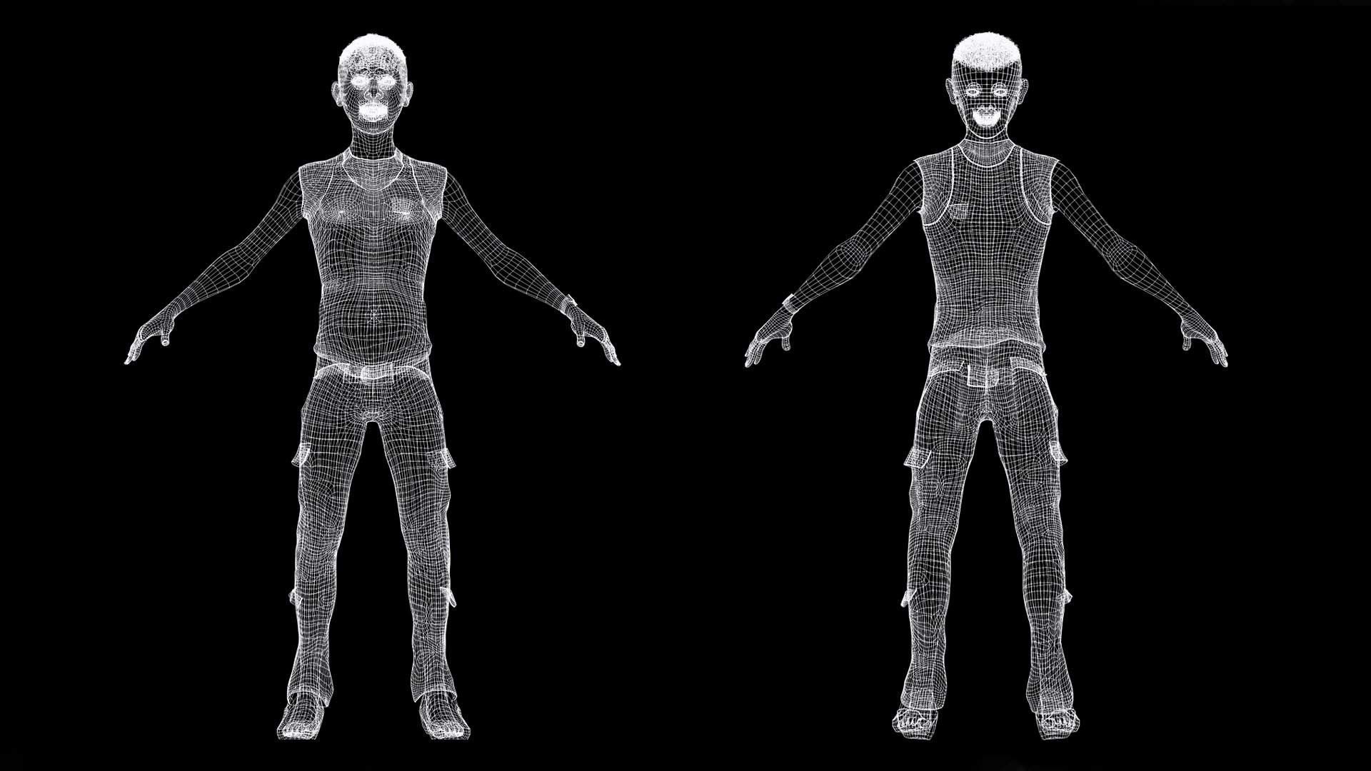 African Boy with Repairman cloth Low-poly 3D model_20