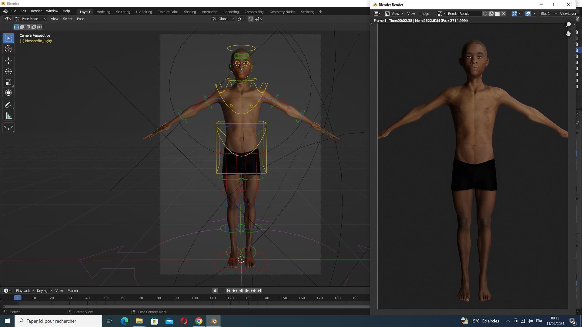 African Boy with Repairman cloth Low-poly 3D model_31