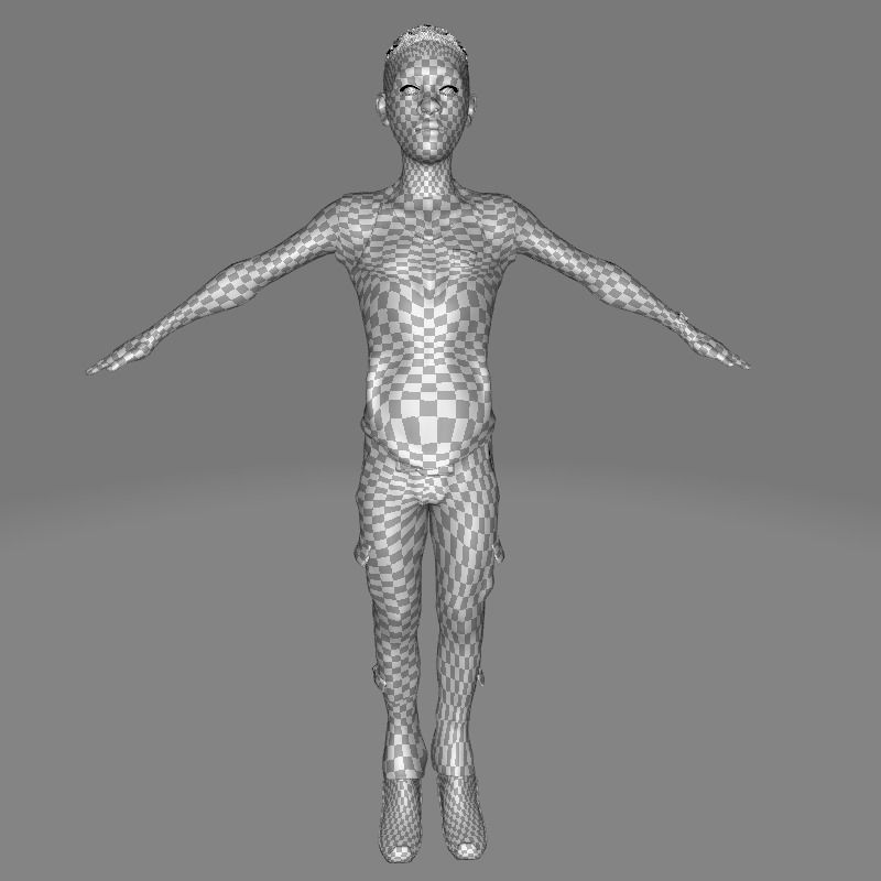 African Boy with Repairman cloth Low-poly 3D model_37