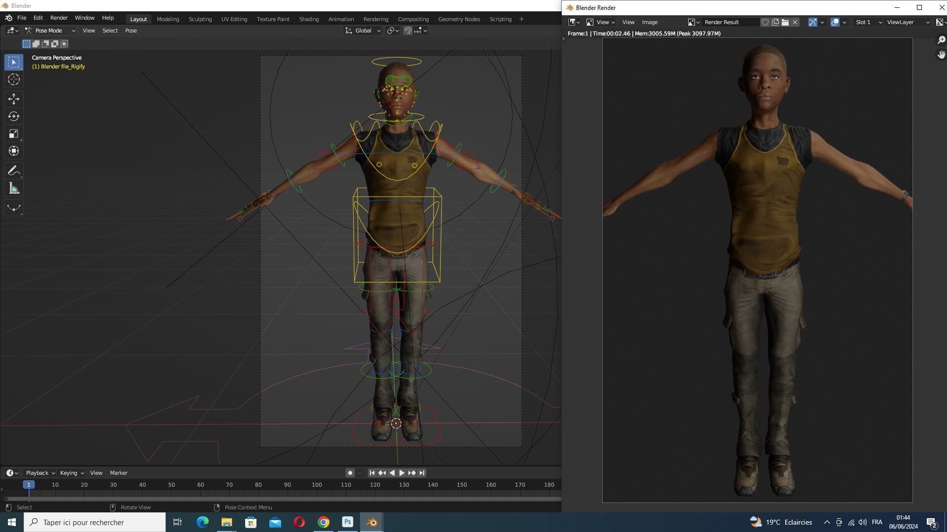 African Boy with Repairman cloth Low-poly 3D model_22