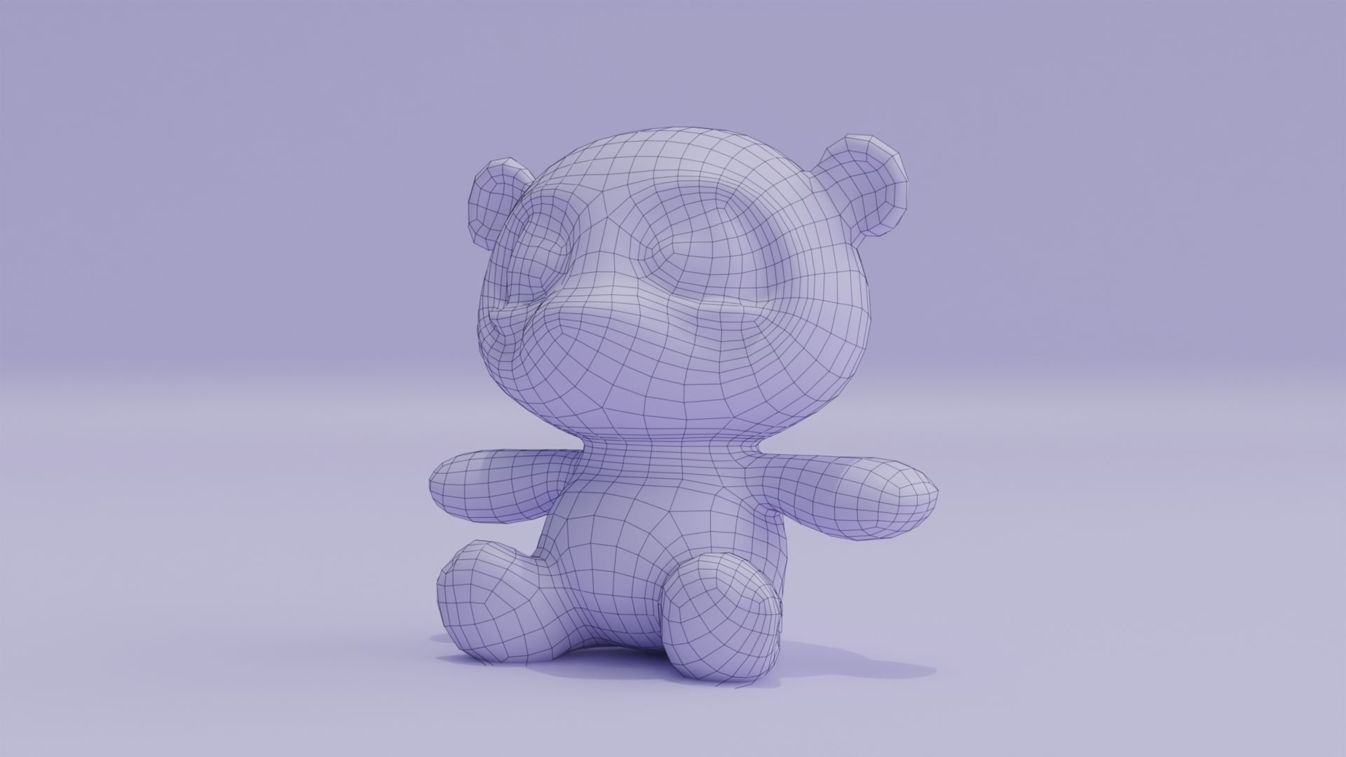 Plush Cartoon Panda Teddy Toy Low-poly 3D model_9