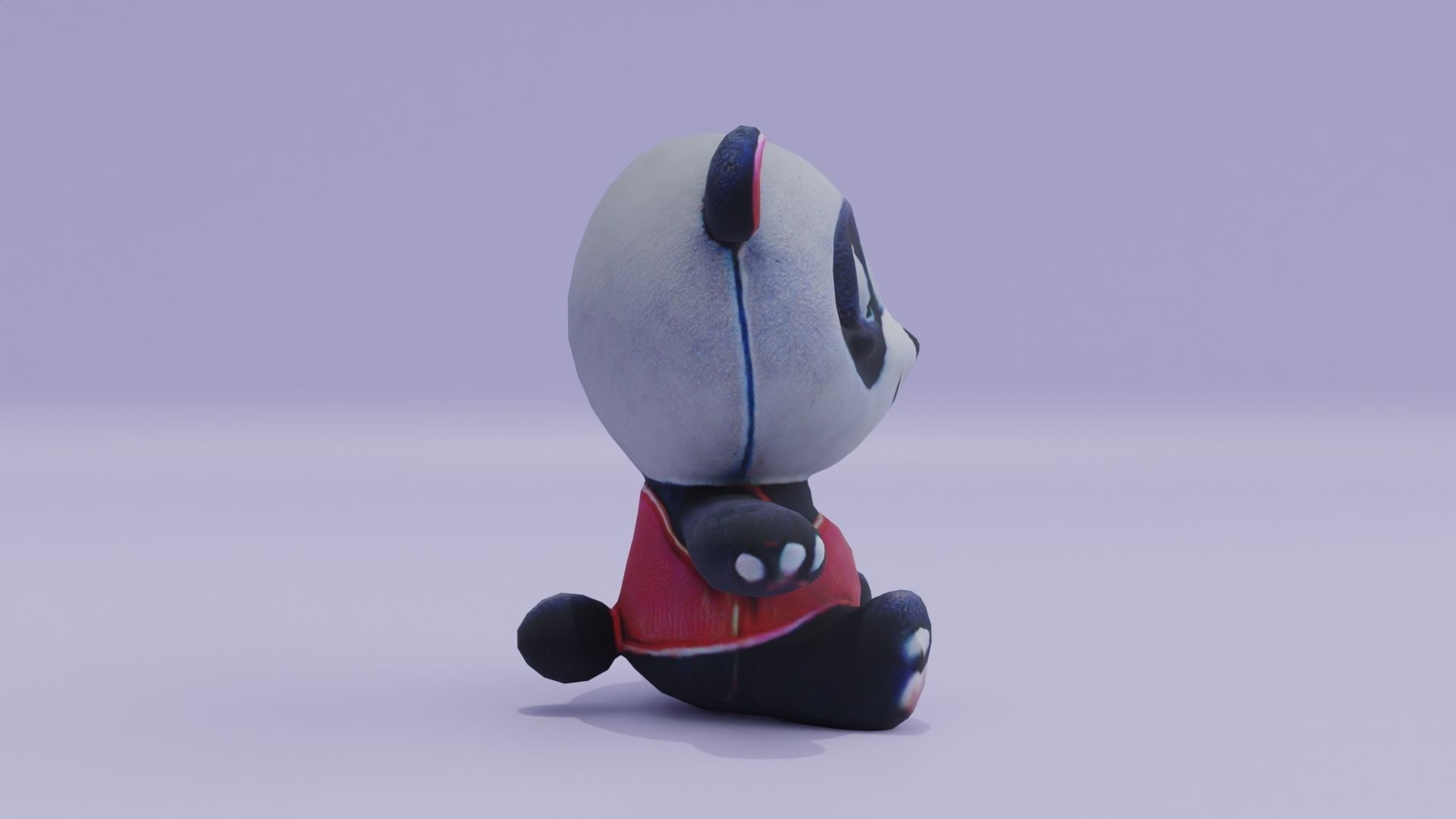 Plush Cartoon Panda Teddy Toy Low-poly 3D model_6