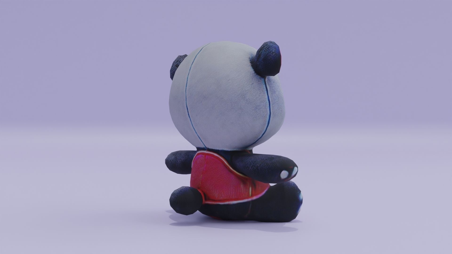 Plush Cartoon Panda Teddy Toy Low-poly 3D model_5