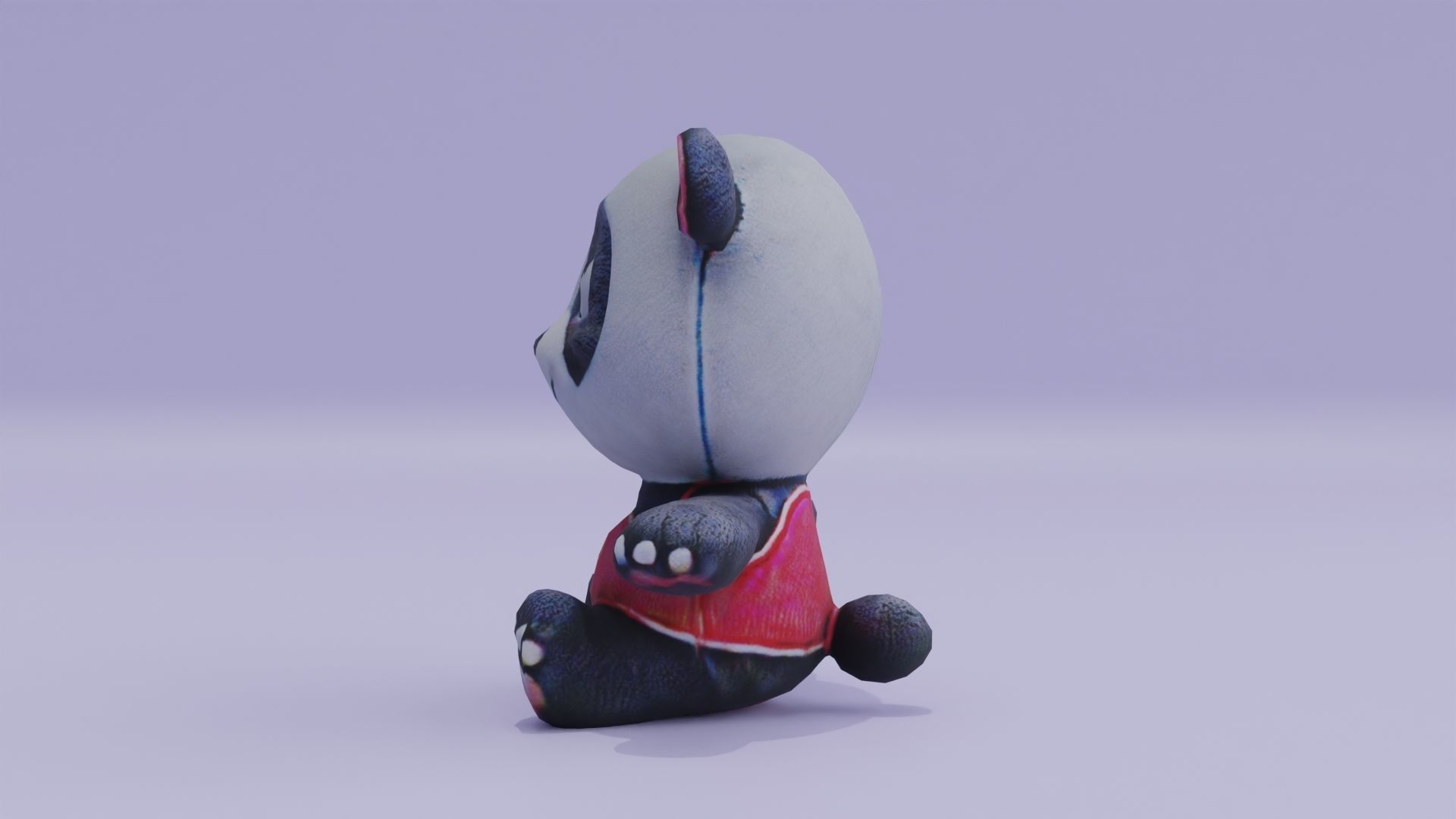 Plush Cartoon Panda Teddy Toy Low-poly 3D model_2