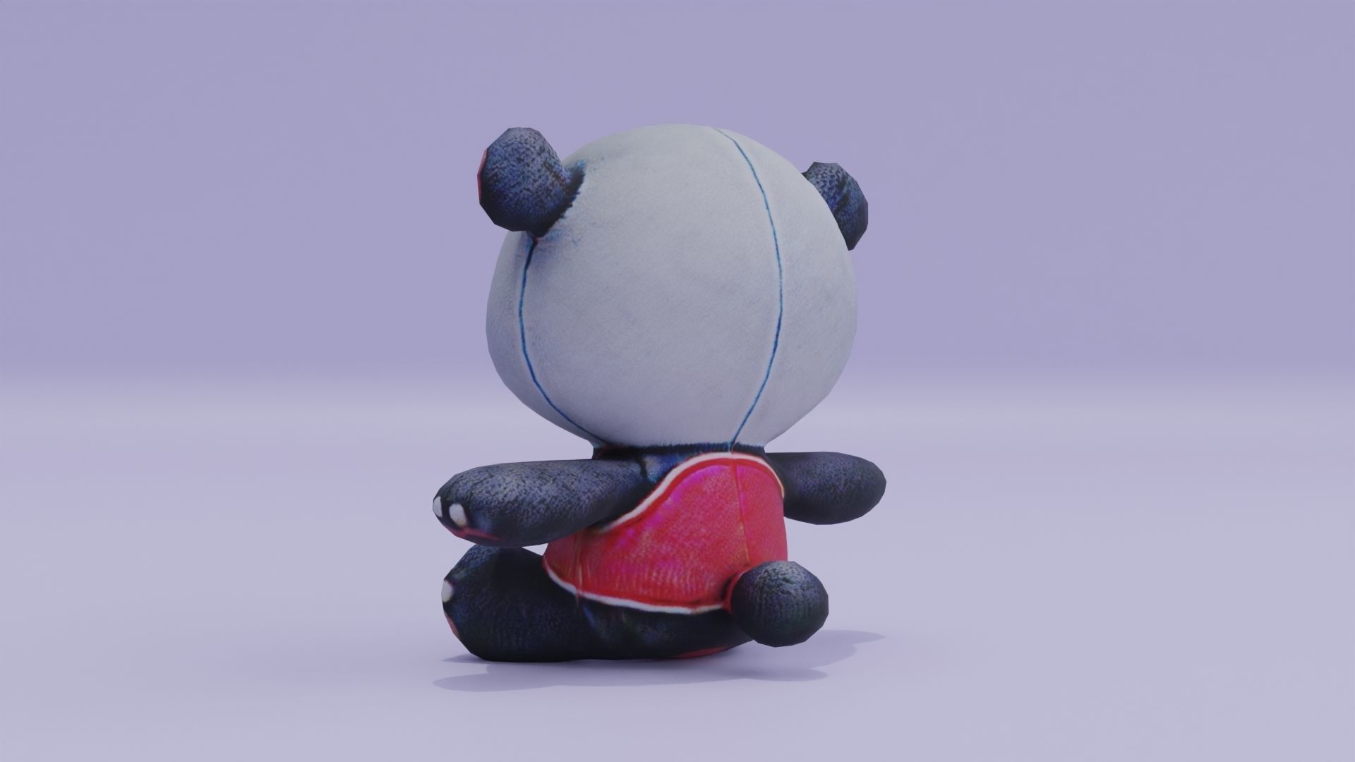 Plush Cartoon Panda Teddy Toy Low-poly 3D model_3